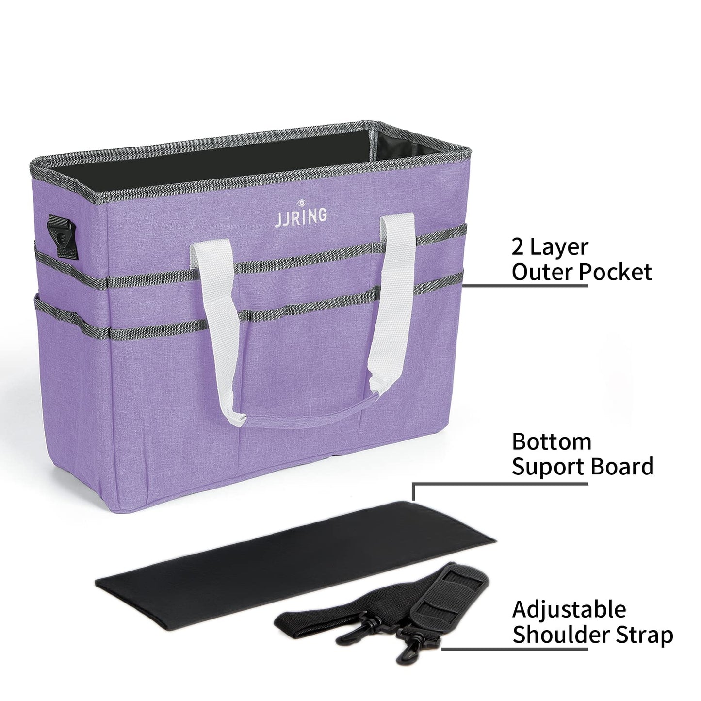 JJRING Craft Organizer Tote Bag Large Art Storage Caddy Lilac