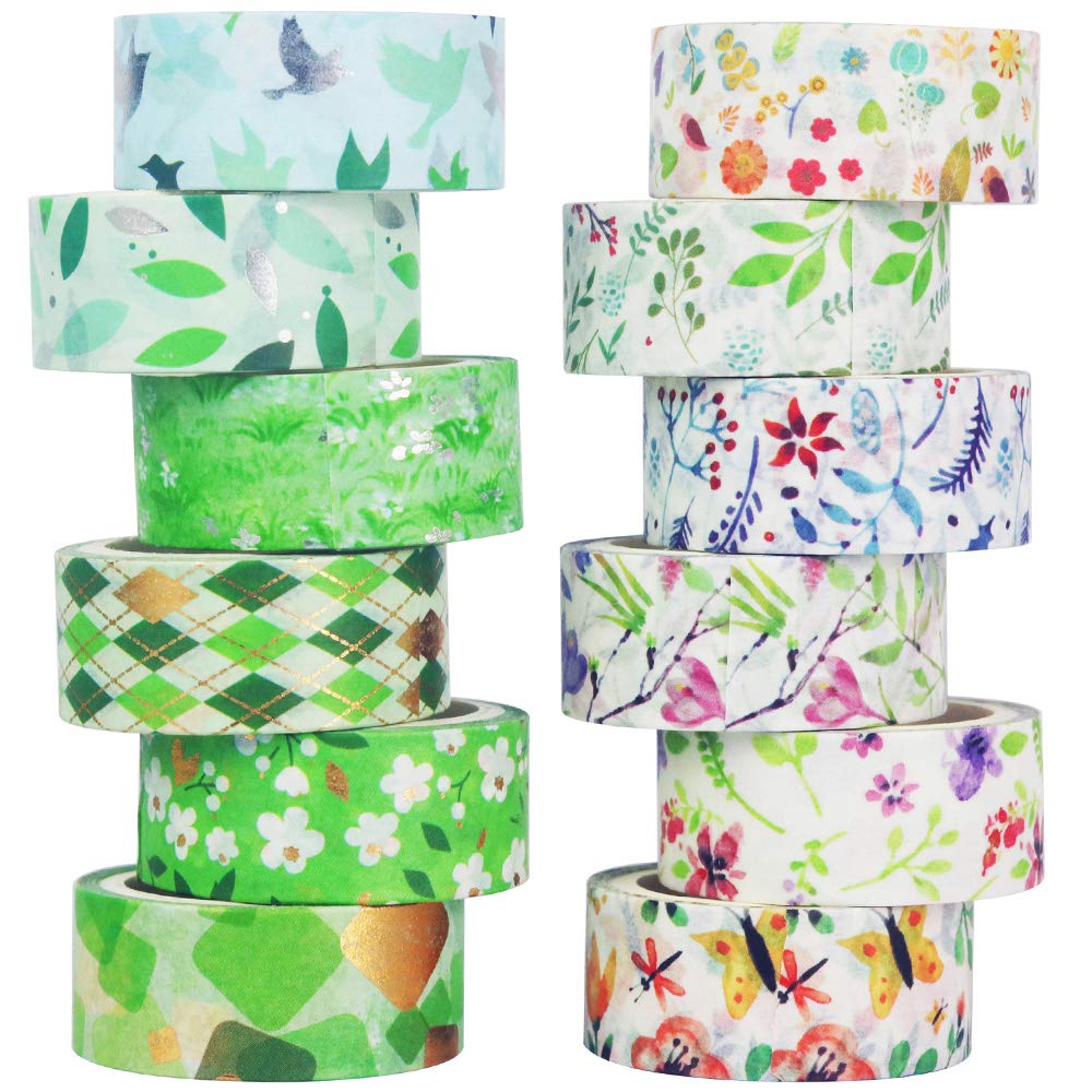 YUBBAEX Poetic Gold Washi Tape Set VSCO Floral Silver Foil Masking Tape Decorative for Arts, DIY
