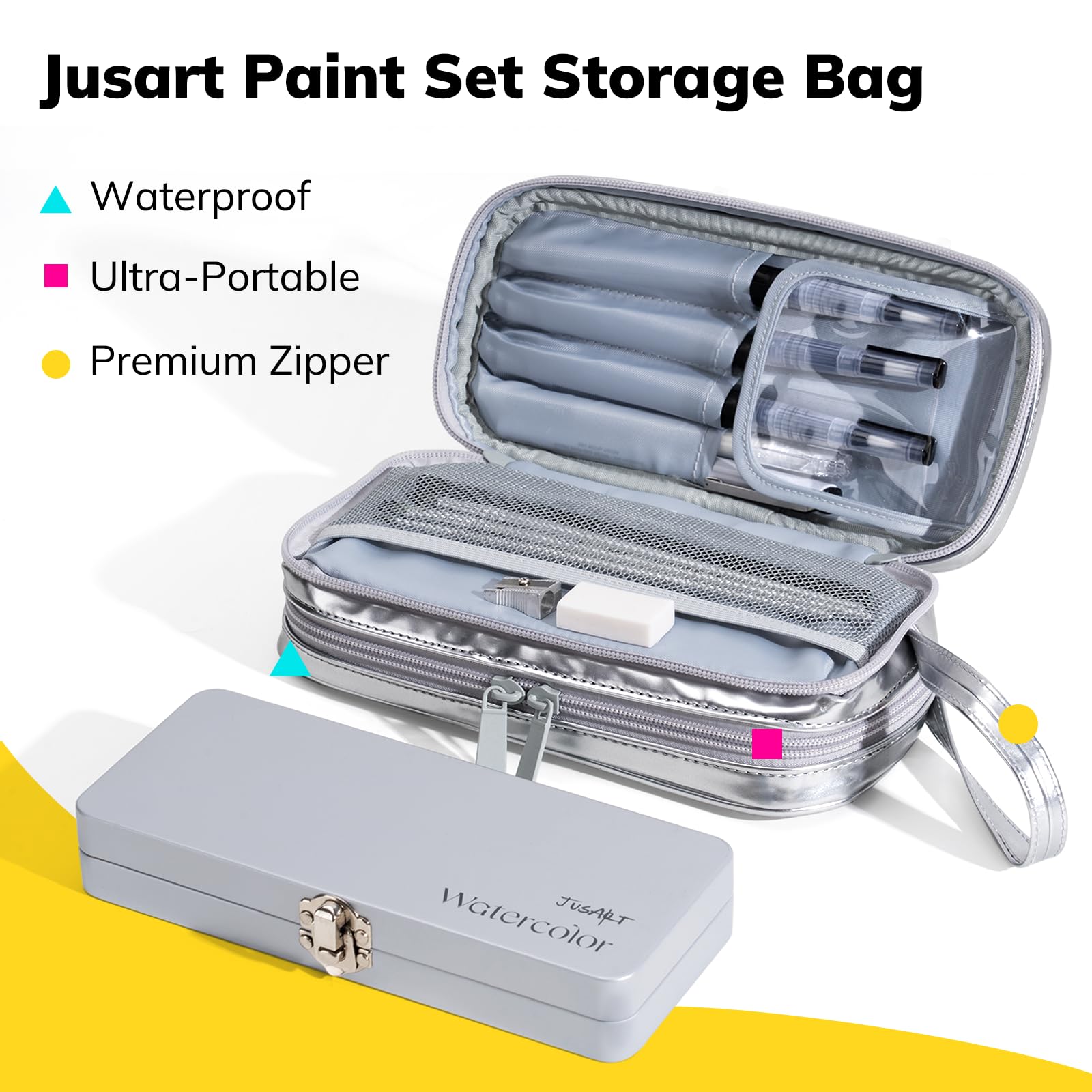 JusArt 100 Colors Watercolor Paint Set,Travel Watercolor Set with Handbag