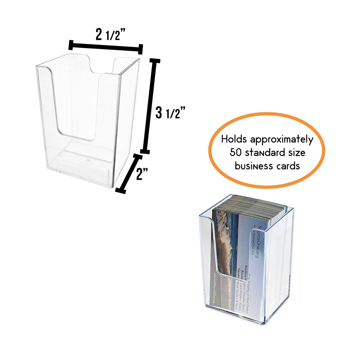 SOURCE ONE Premium Clear Acrylic Single Pocket Vertical Business Card Holder