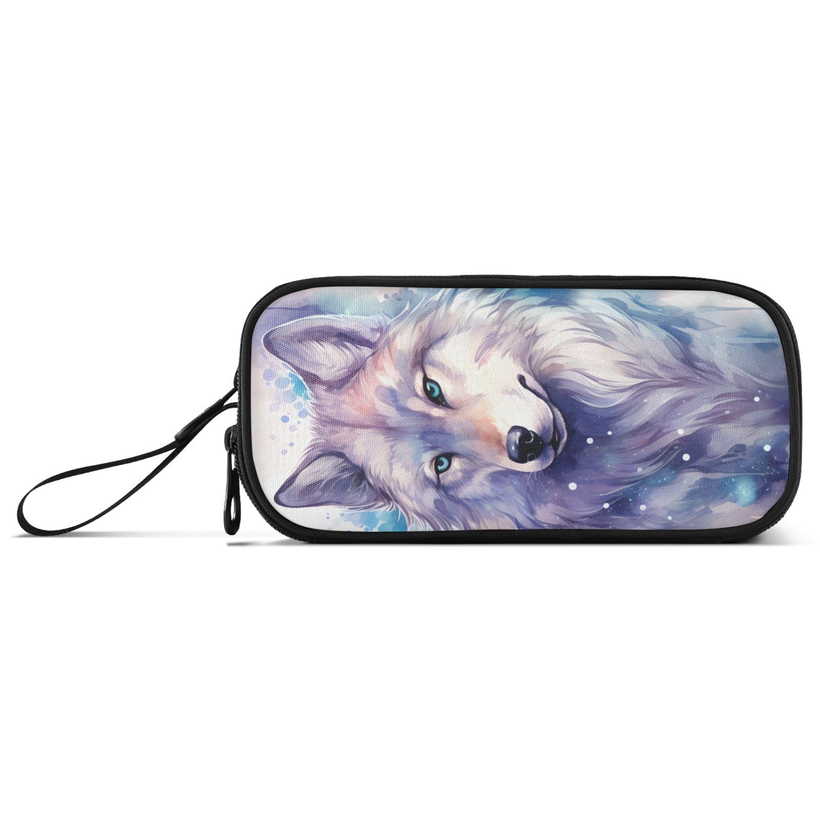 BOENLE Wolf Watercolor Pencil Case Box Boys Girls Large Pencil Pouch Zipper Compartments Big