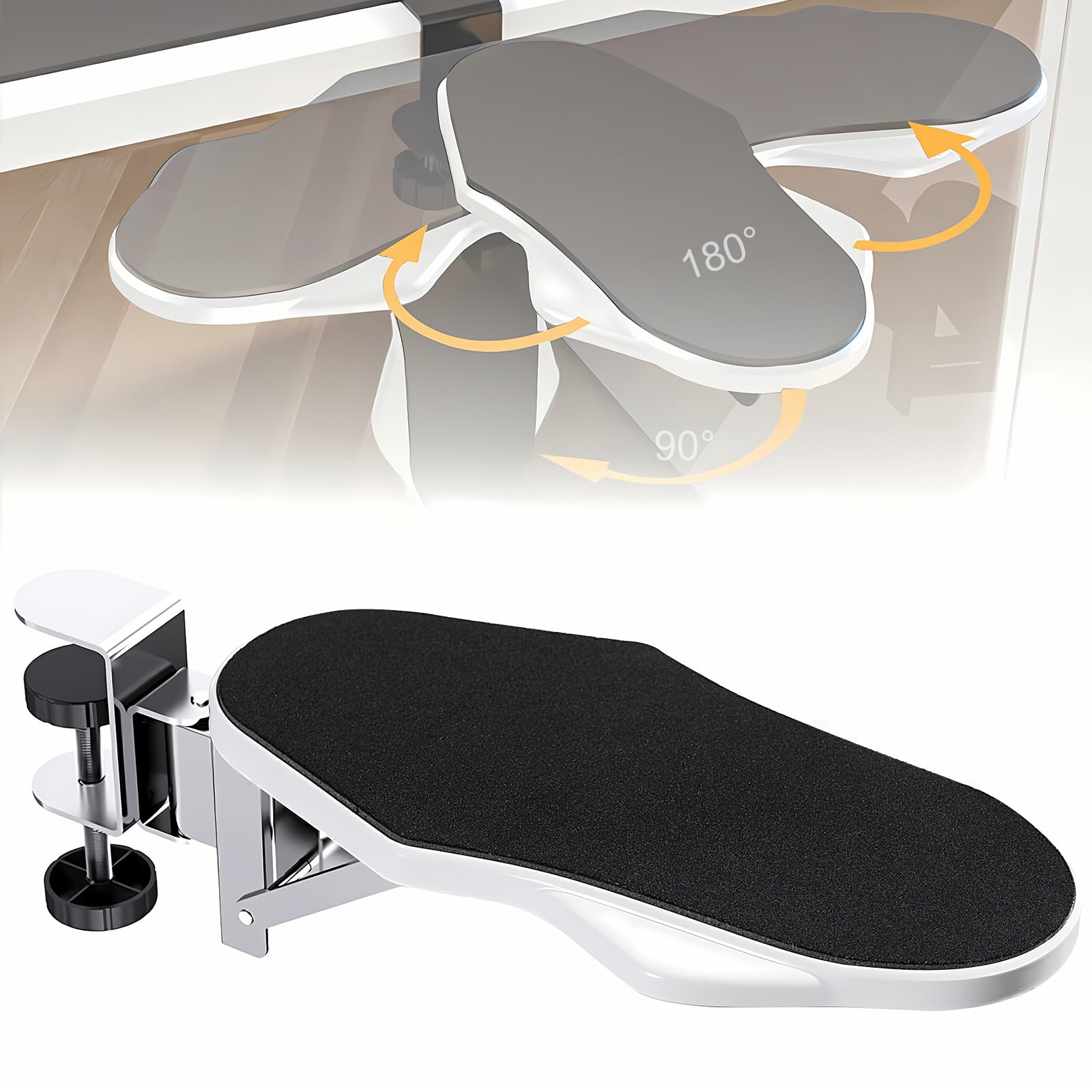 Hovadova Computer Arm Rest for Desk, 180° Swivel and 90° Foldable, White