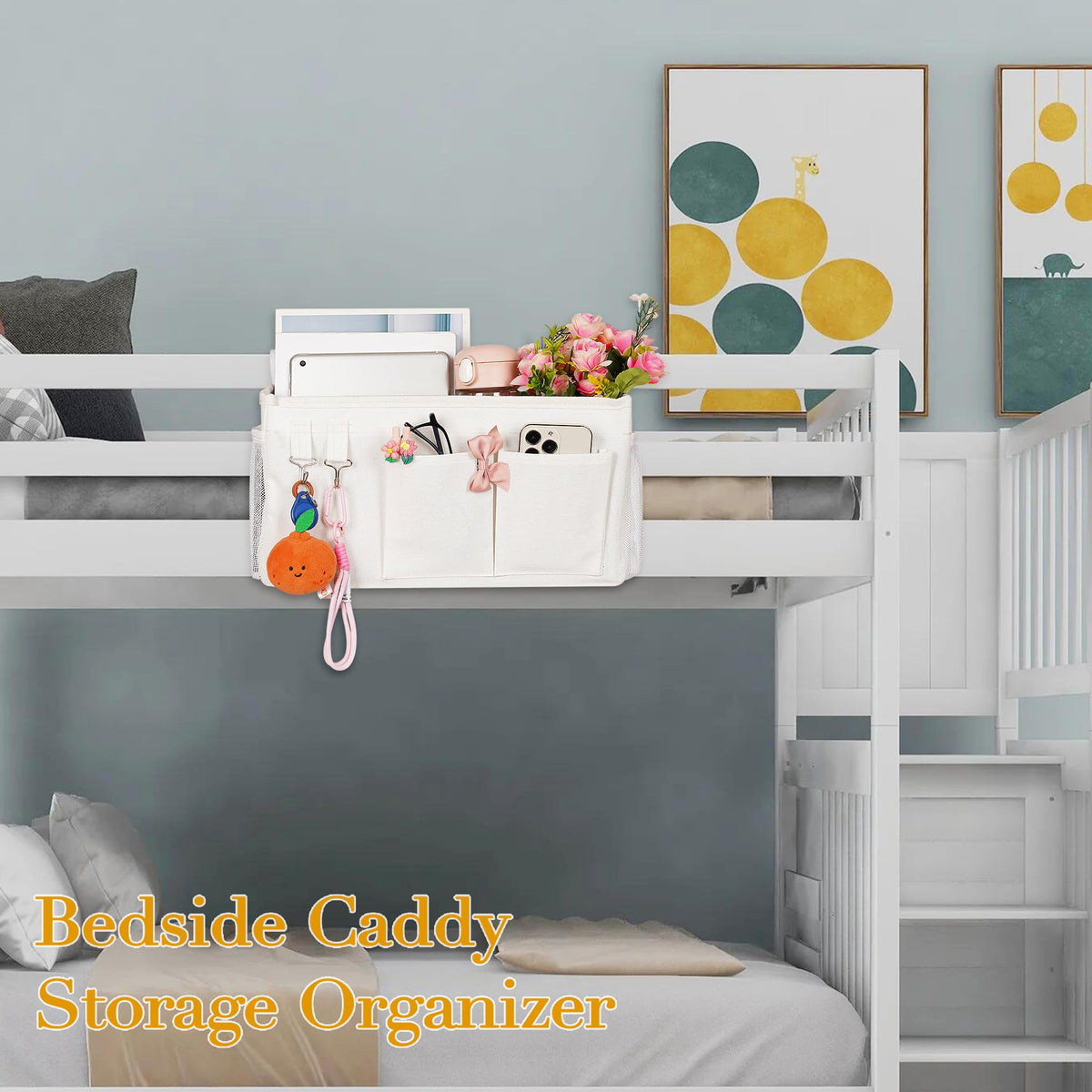 Ozzptuu Bedside Caddy Bedside Storage Bag for Headboards/Bunk Bed
