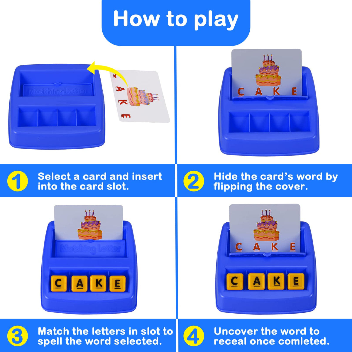 Fenikso Matching Letter Game, Alphabet Spelling & Reading Words, Objects & Color Recognition, Early