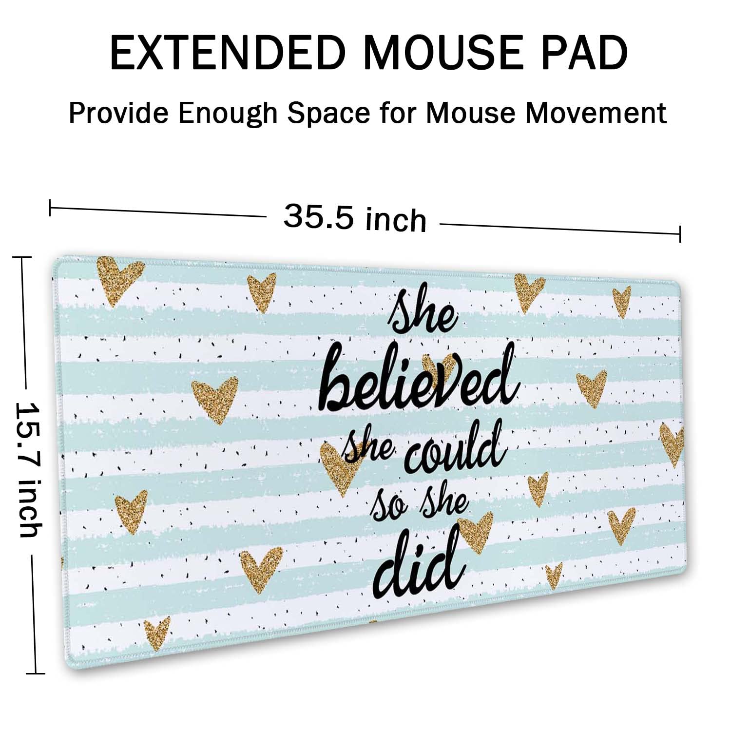SSOIU Inspirational Quote Desk Mat,Large Mouse Pad 35.5" x 15.7" XXL Extended Gaming Mouse Pad Mat