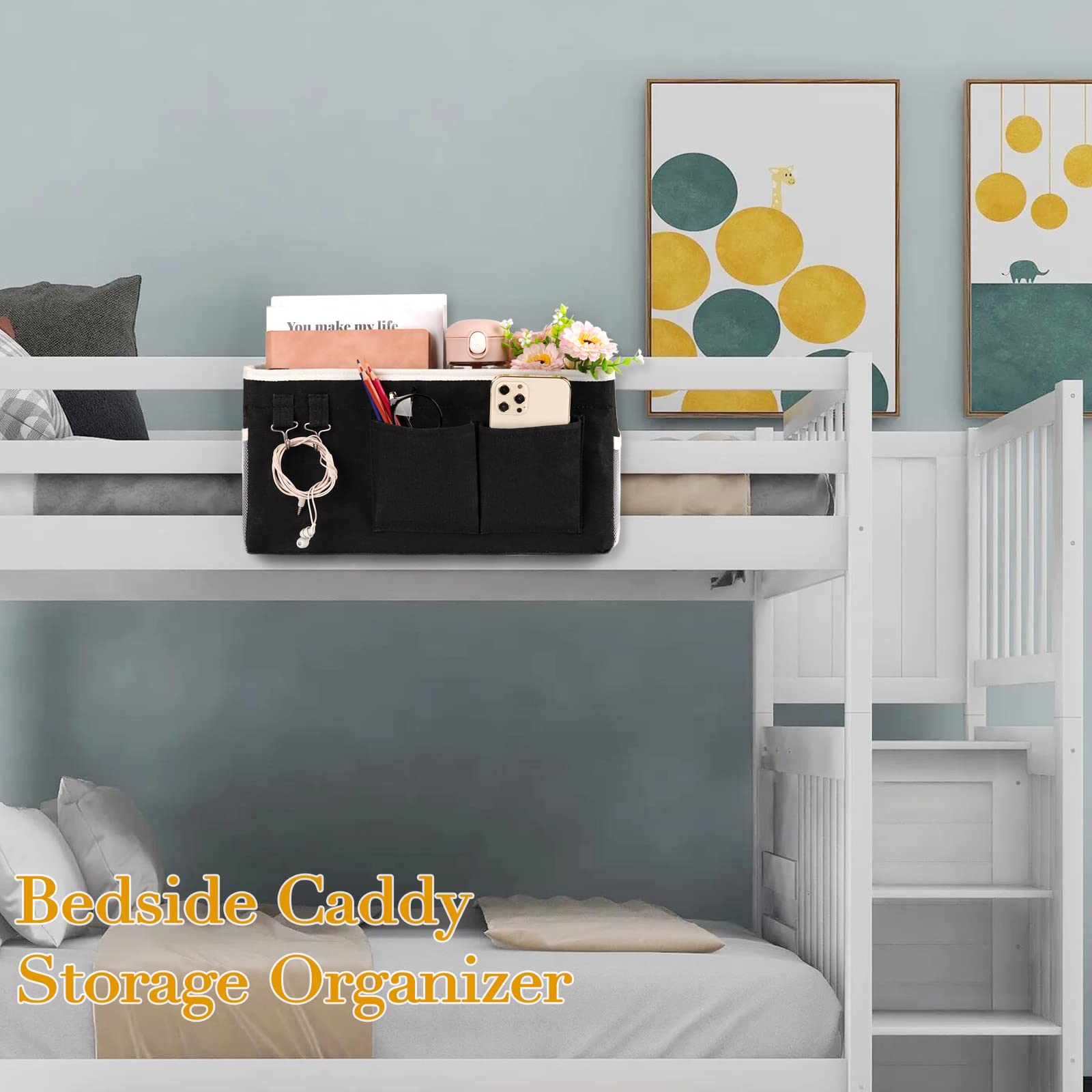 Ozzptuu Bedside Caddy Bedside Storage Bag for Headboards/Bunk Bed