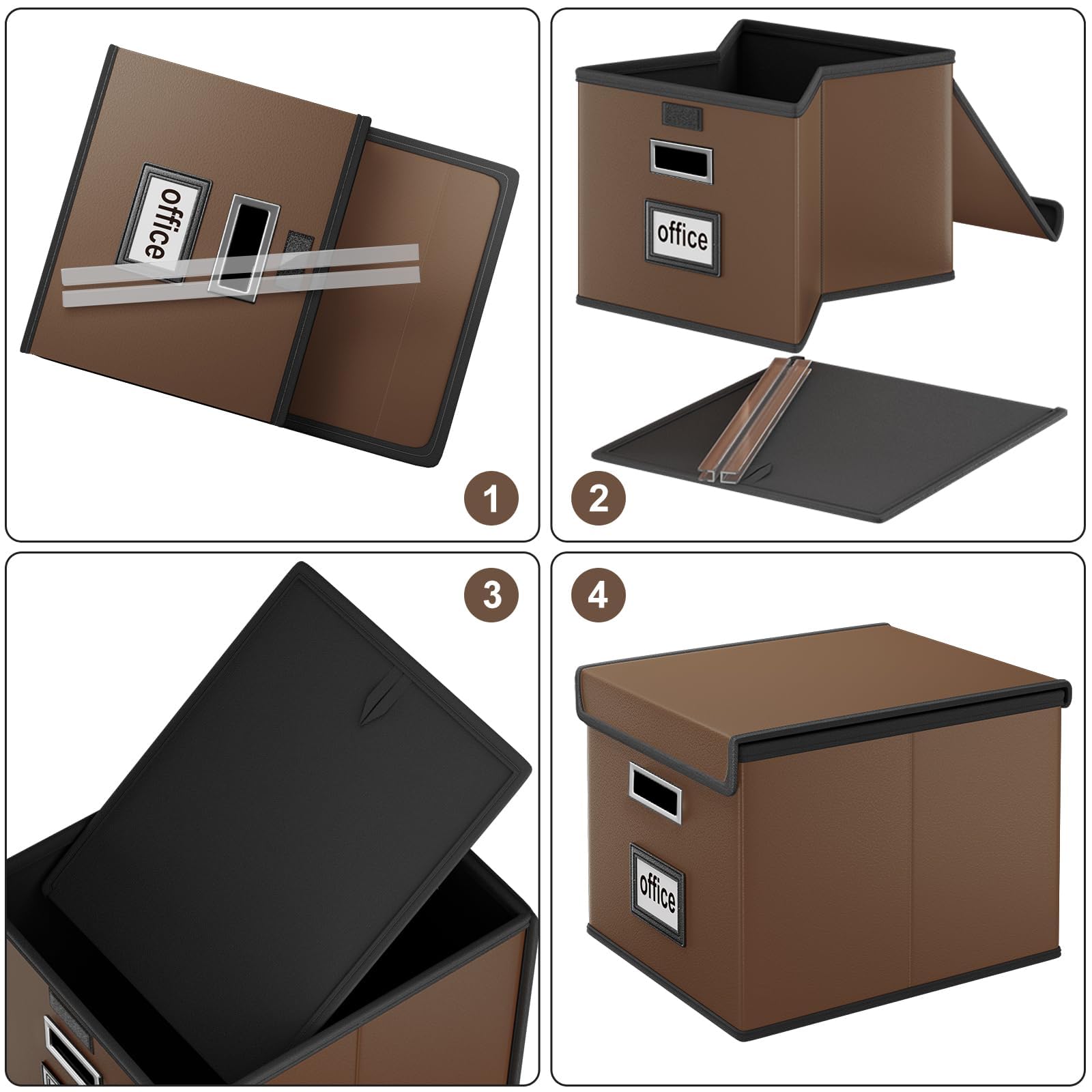 Huolewa File Organizer Box with Lids, Collapsible File Folder Organizer