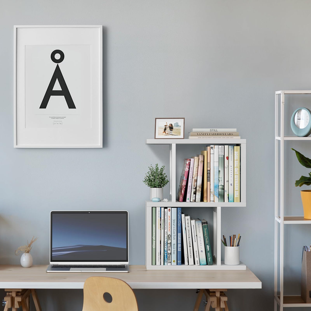 IGERI Small Desktop Bookshelf for Top of Desk Shelf - Mini White Table Bookcase 3-Tier Shelves