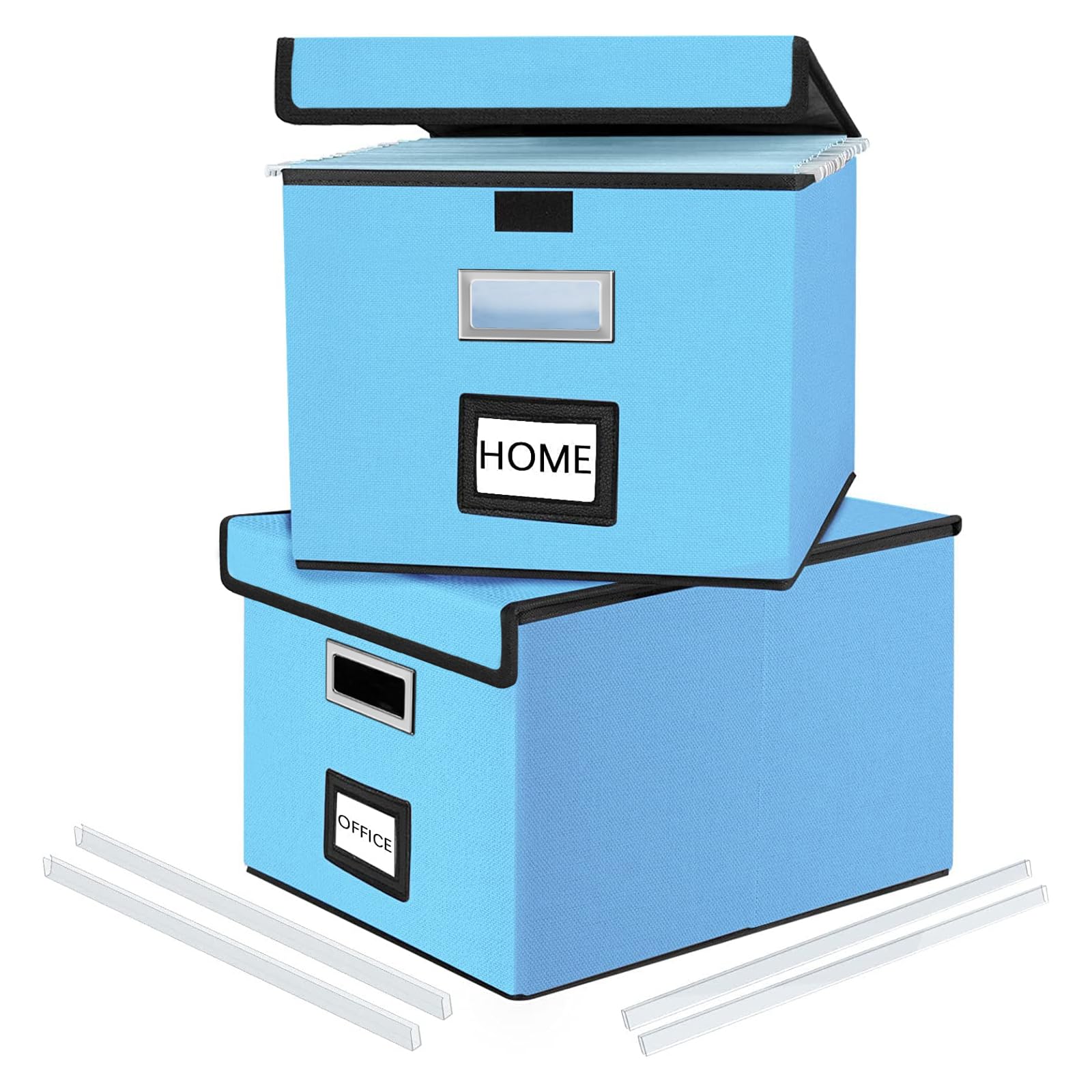 Huolewa File Organizer Box with Lids, Collapsible File Folder Organizer