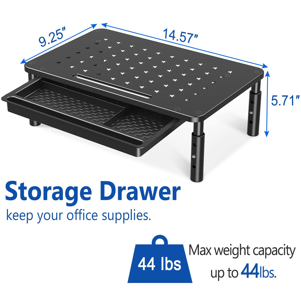 Zimilar 2 Pack Monitor Stand Riser with Drawer, 3 Height Adjustable