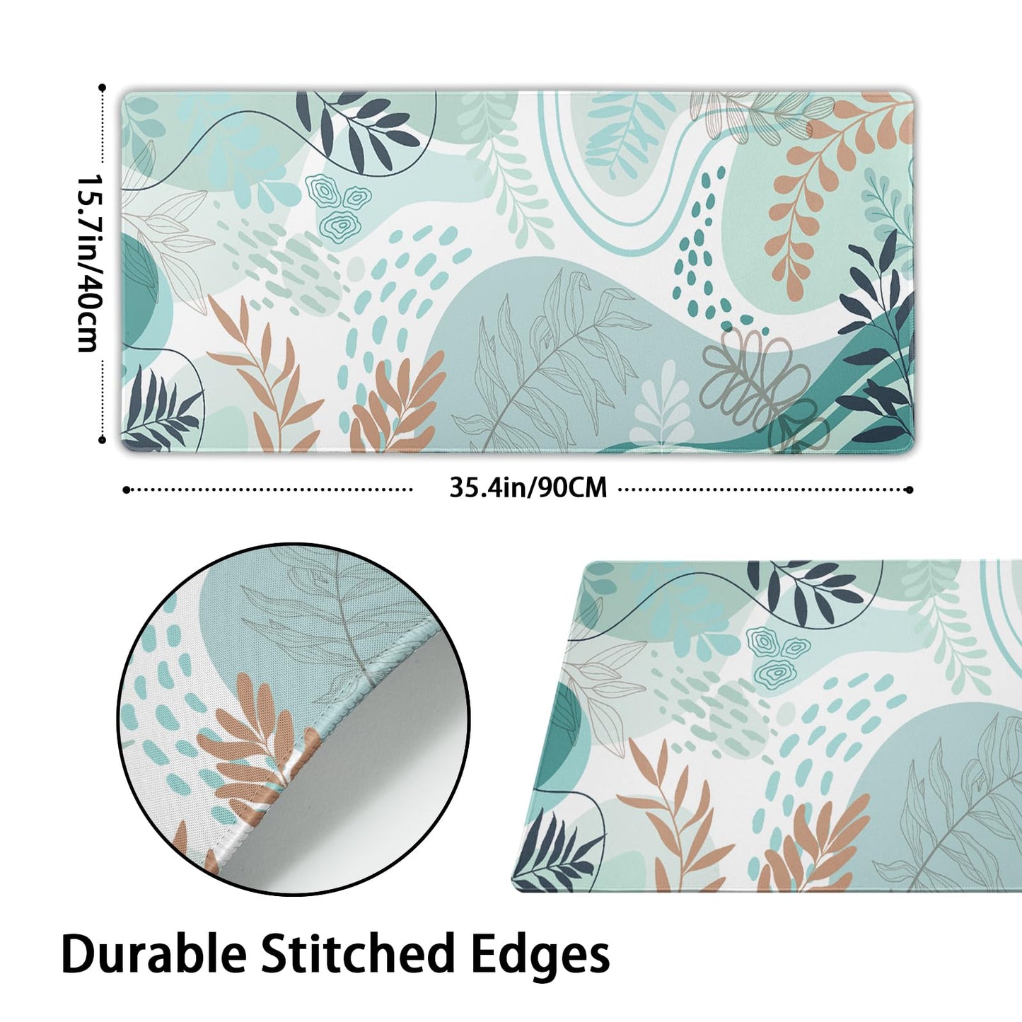 Boho Abstract Art Large Mouse Pad 35.4"X15.7" Modern Boho Leaves XXL Extended Mouse Pad Desk Mat