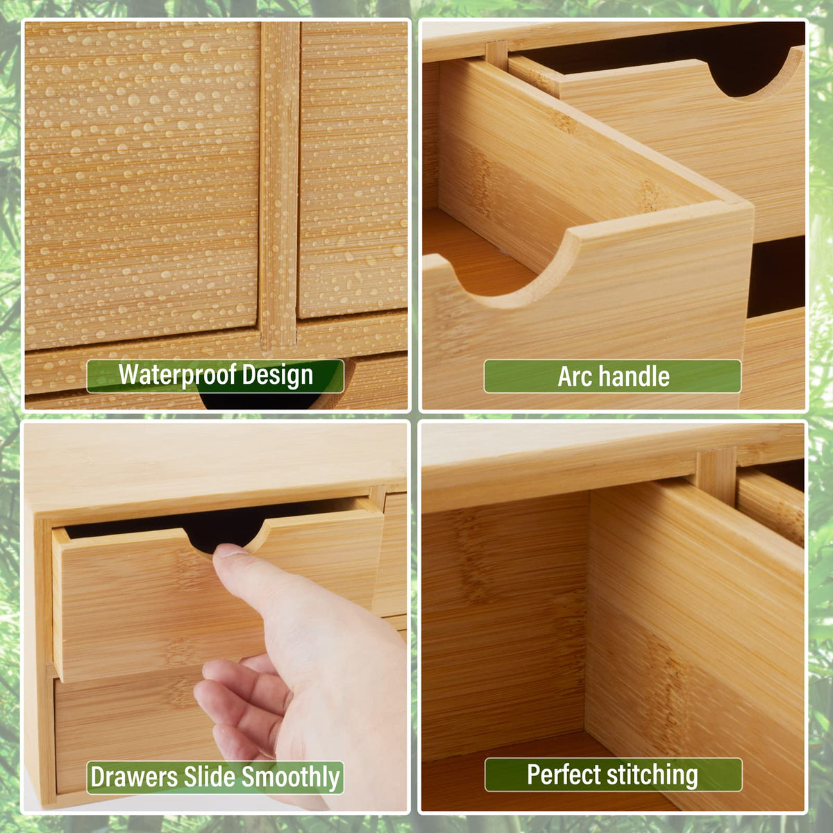 Charmewooden Bamboo Desk Organizer With Drawers Countertop Drawers Counter Storage Box Corner Desk