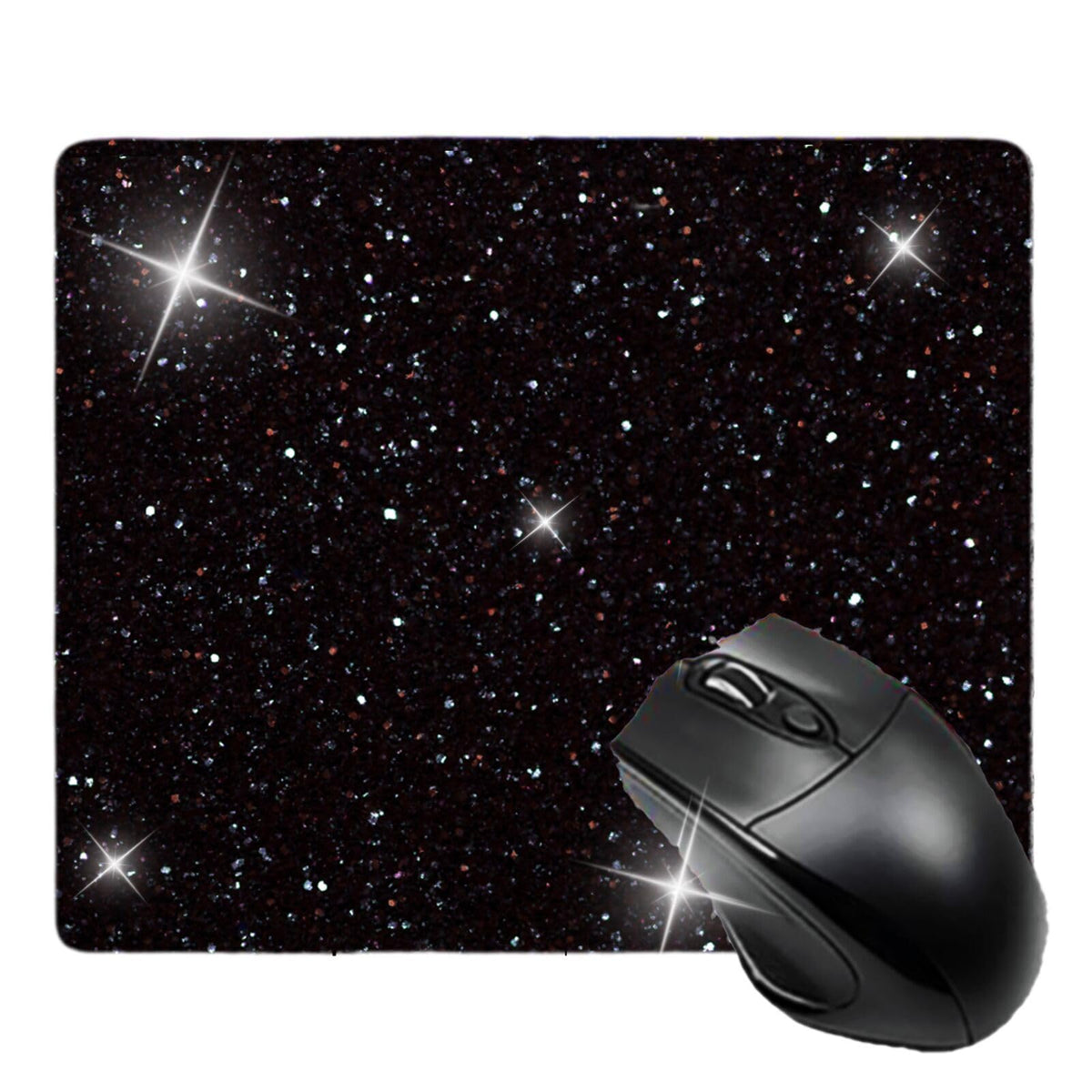 Black Mousepad Diamond Black Glitter Sparkle Mouse pad Bling Desk Accessories Gaming Bling Rubber