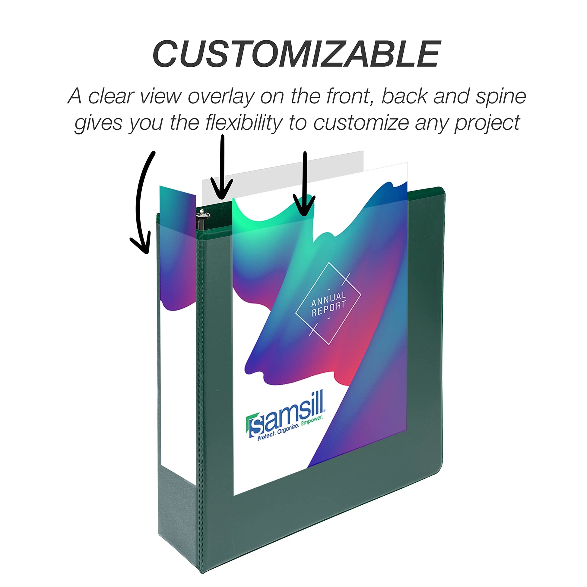 Samsill Durable 2 inch 3 Ring Binder, D Ring Binder, 100% Recycled Chipboard, Green, 4 Pack