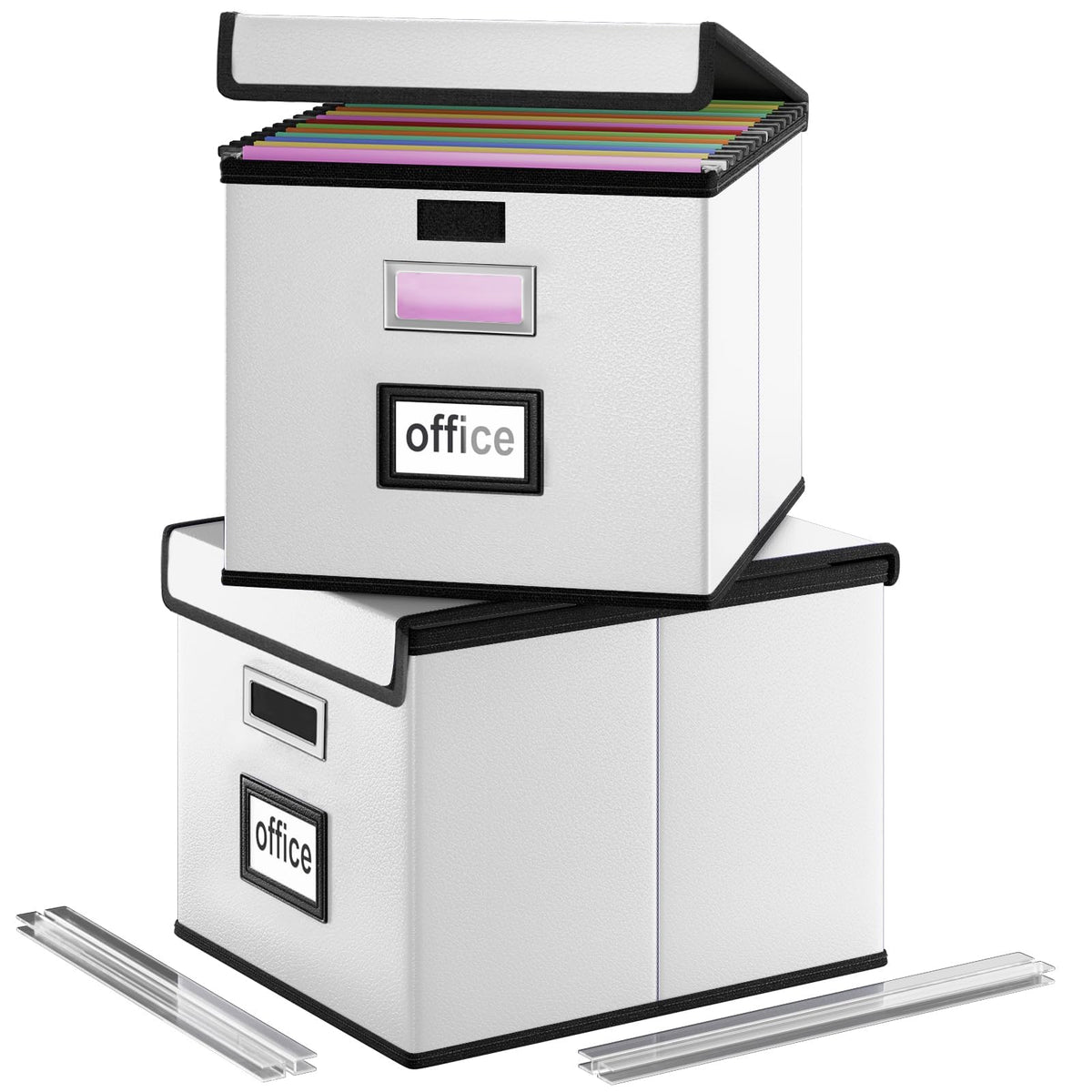 Huolewa File Organizer Box with Lids, Collapsible File Folder Organizer