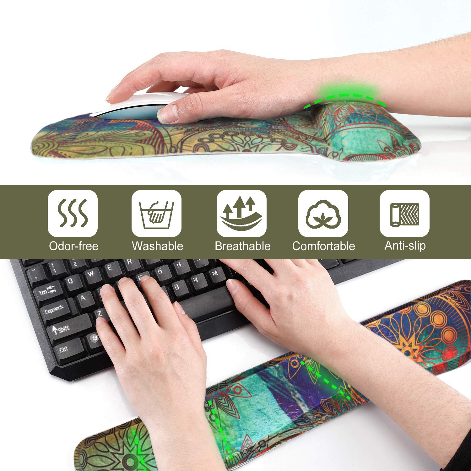 ToLuLu Keyboard Pad Wrist Rest Mouse Pad, Gel Ergonomic Mouse Pads Wrist Support for Computer