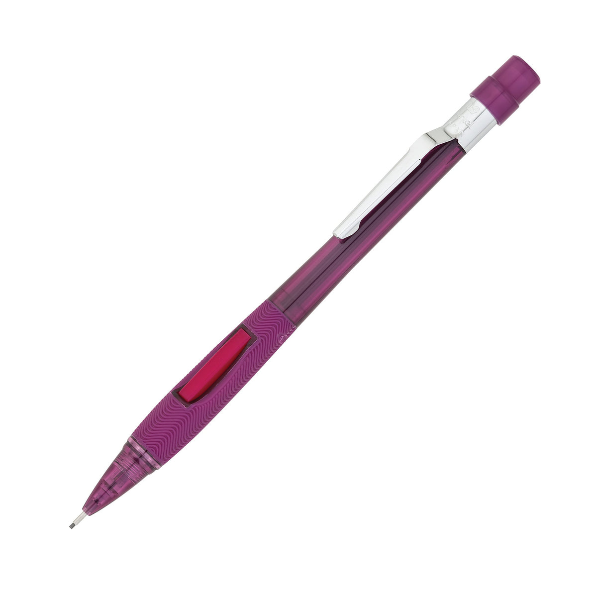 Pentel Quicker Clicker Automatic Pencil, 0.9mm Lead Size, Transparent Red Barrel, Box of 12
