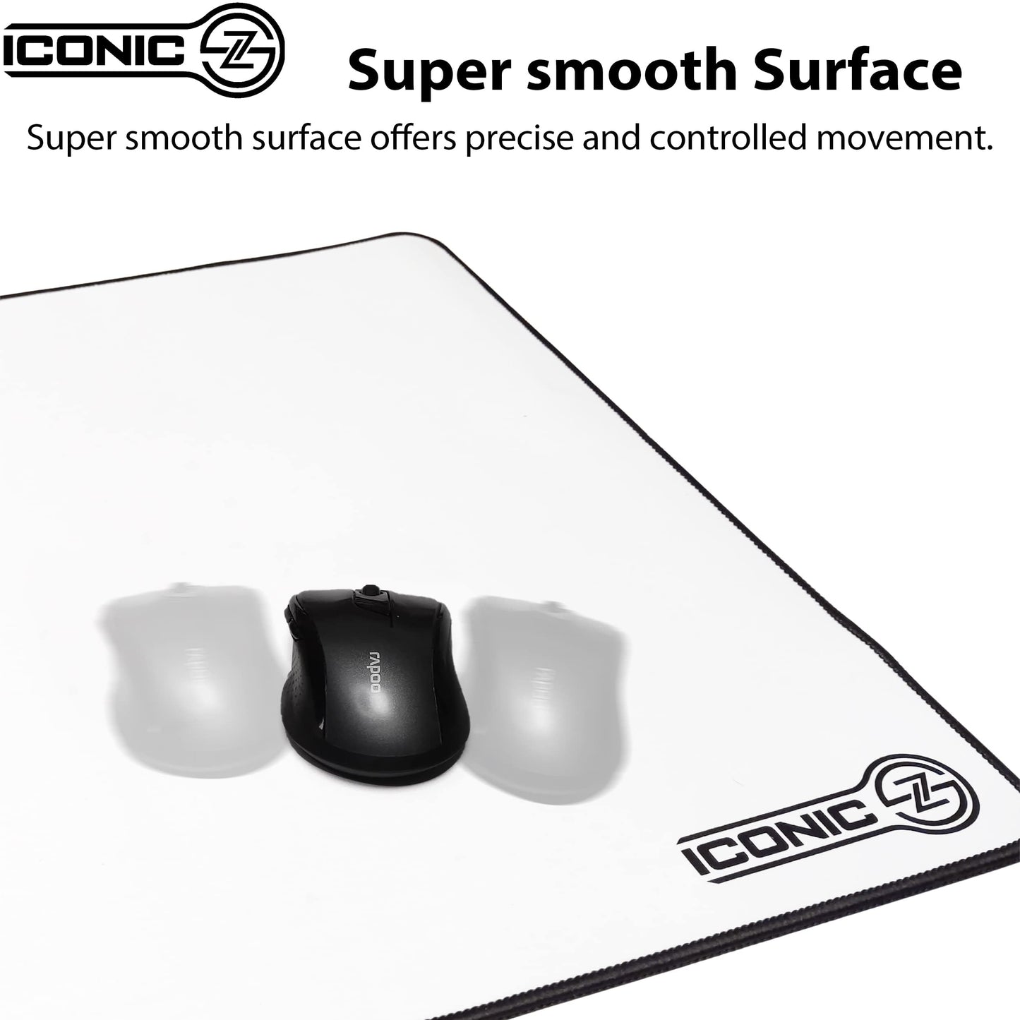ICONIC - PRO PC GEAR XXL Extended Gaming Mouse Pad/Mat 40"x18"(White) - Large & Wide Desk Cloth
