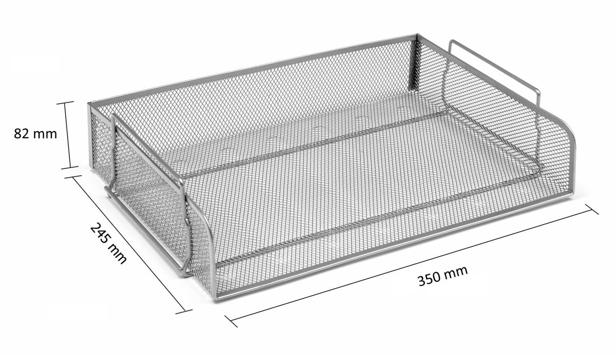 OSCO Silver Wiremesh Stackable Letter Tray (Landscape),335mm x 245mm x 63mm