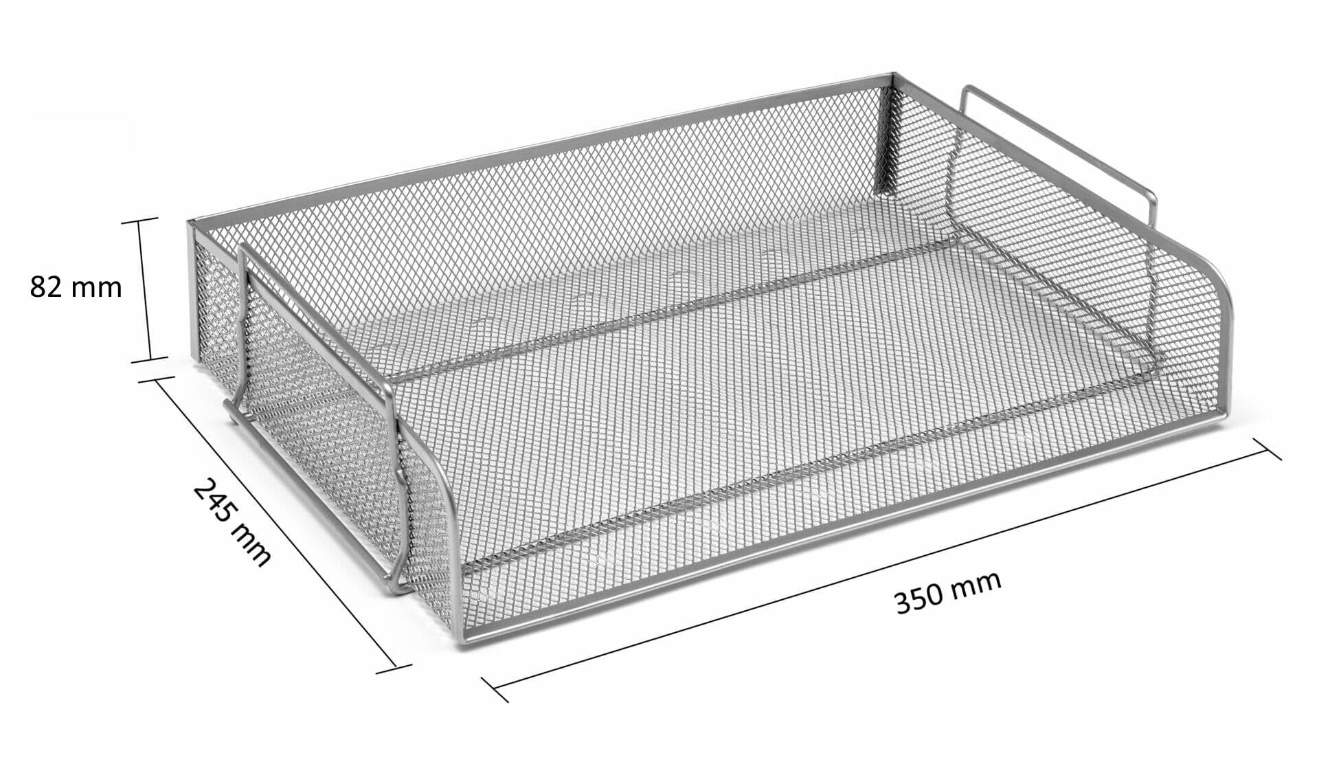 OSCO Silver Wiremesh Stackable Letter Tray (Landscape),335mm x 245mm x 63mm