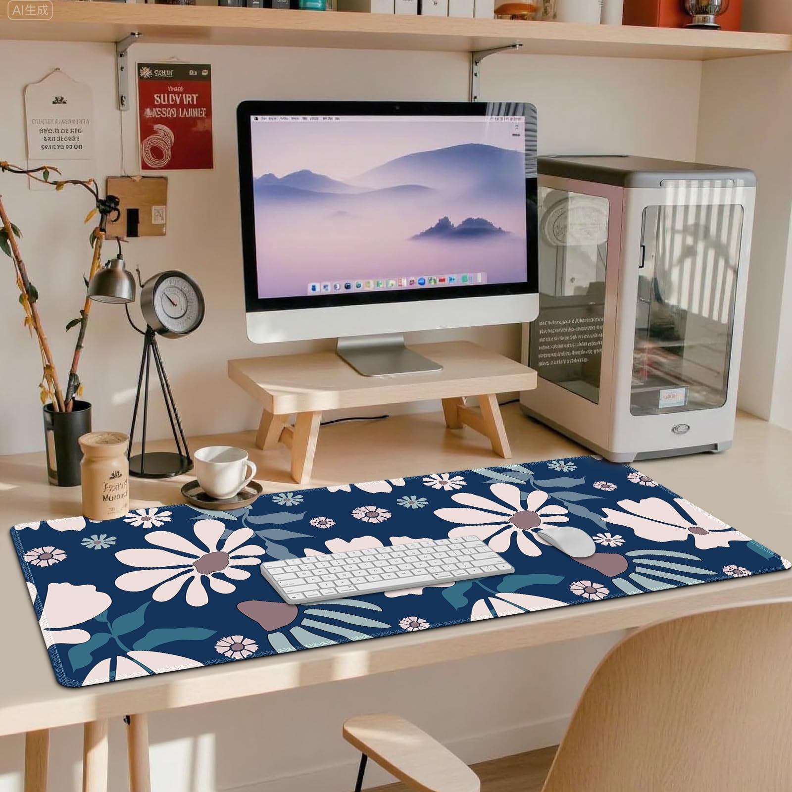 ARTSO Large Mouse Pad, Cute Blue Desk Mat for Desktop,Desk Pad Waterproof Gaming Mousepad for Women