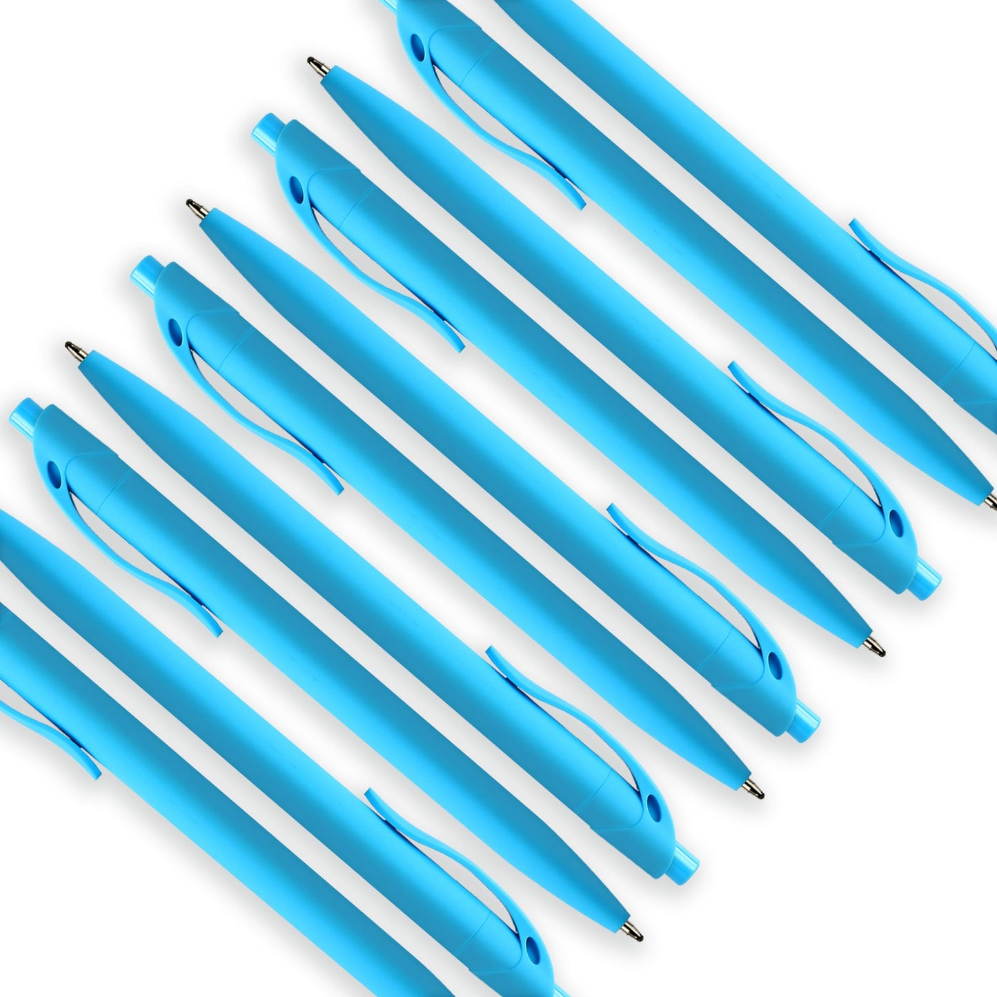 deegtran 100 Pack No Bleed Sky Blue Barrel Click Pens, Wholesale Retractable Ballpoint Pens, Medium