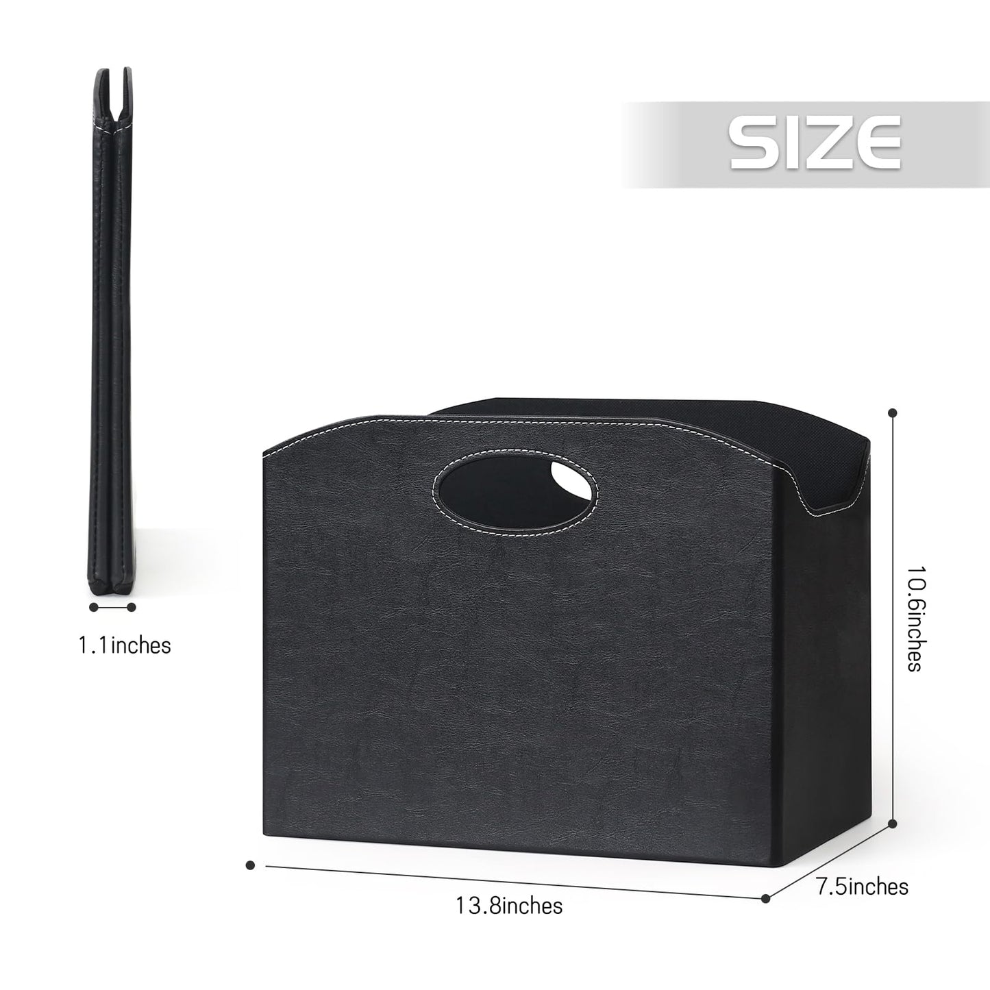 EZDeco Magazine Holder Foldable Magazine Rack Floor PU Leather File Holder Newspaper Book Storage