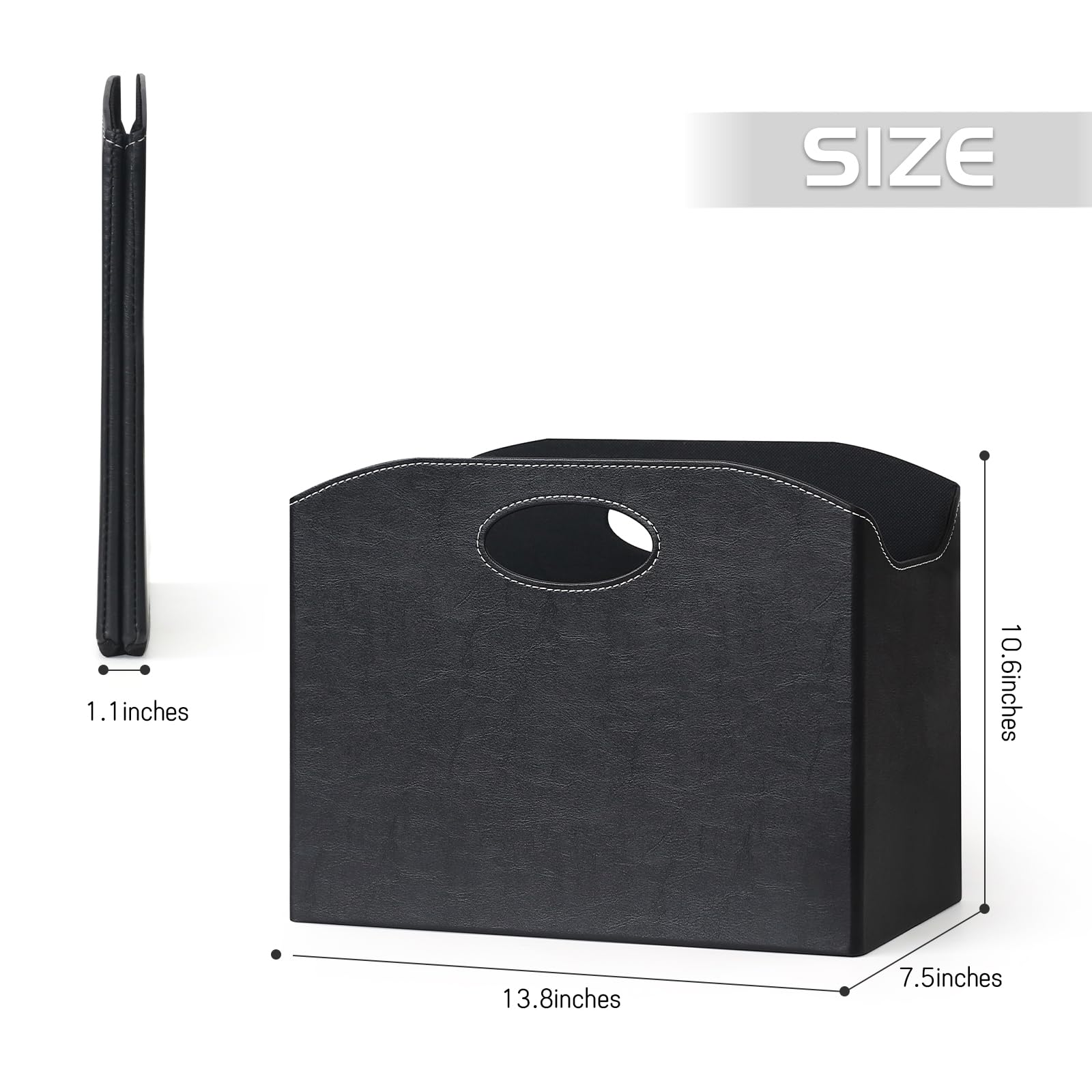 EZDeco Magazine Holder Foldable Magazine Rack Floor PU Leather File Holder Newspaper Book Storage