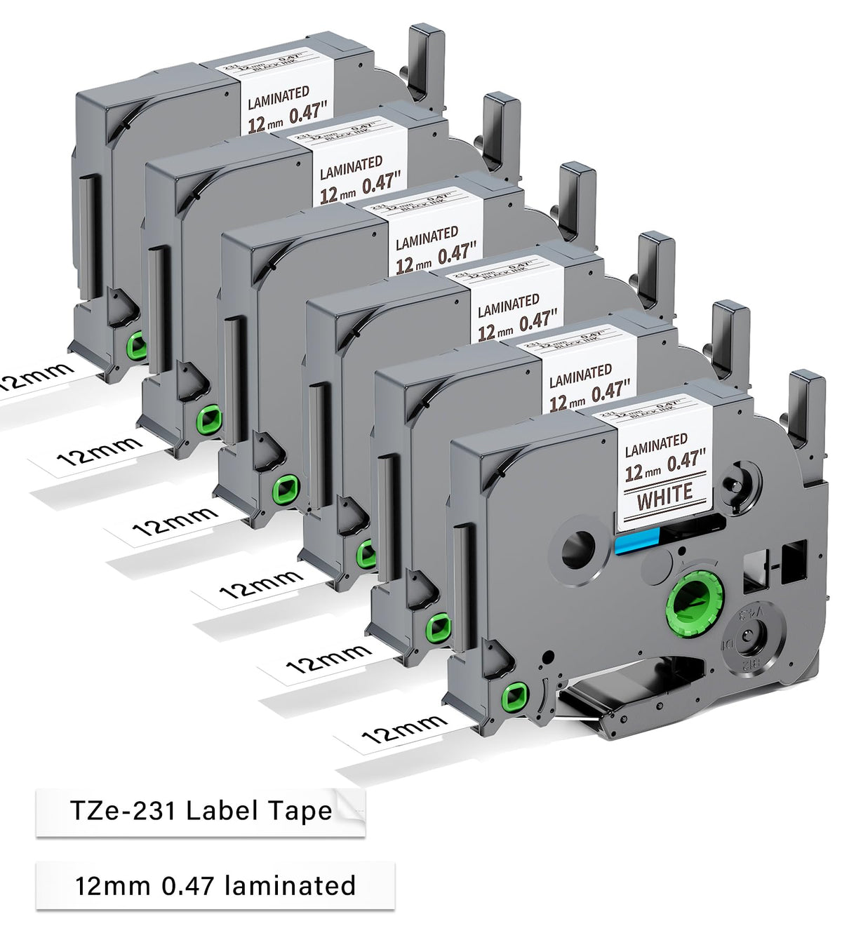Replace for Brother P-Touch Label Tape 12mm 0.47" Laminated White