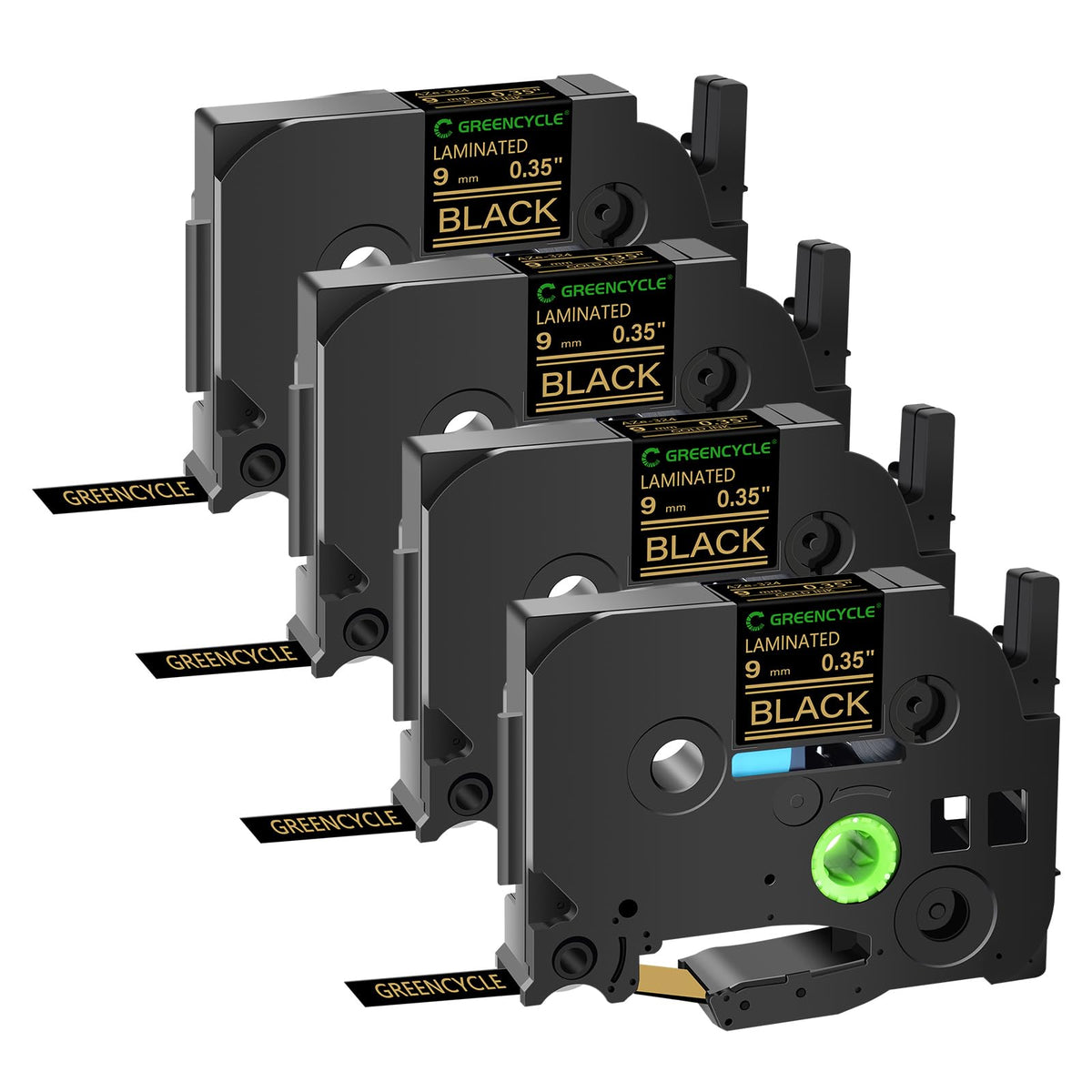 GREENCYCLE Compatible for Brother P-Touch Label Tape TZe-324 9mm 0.35" Laminated Black TZe324