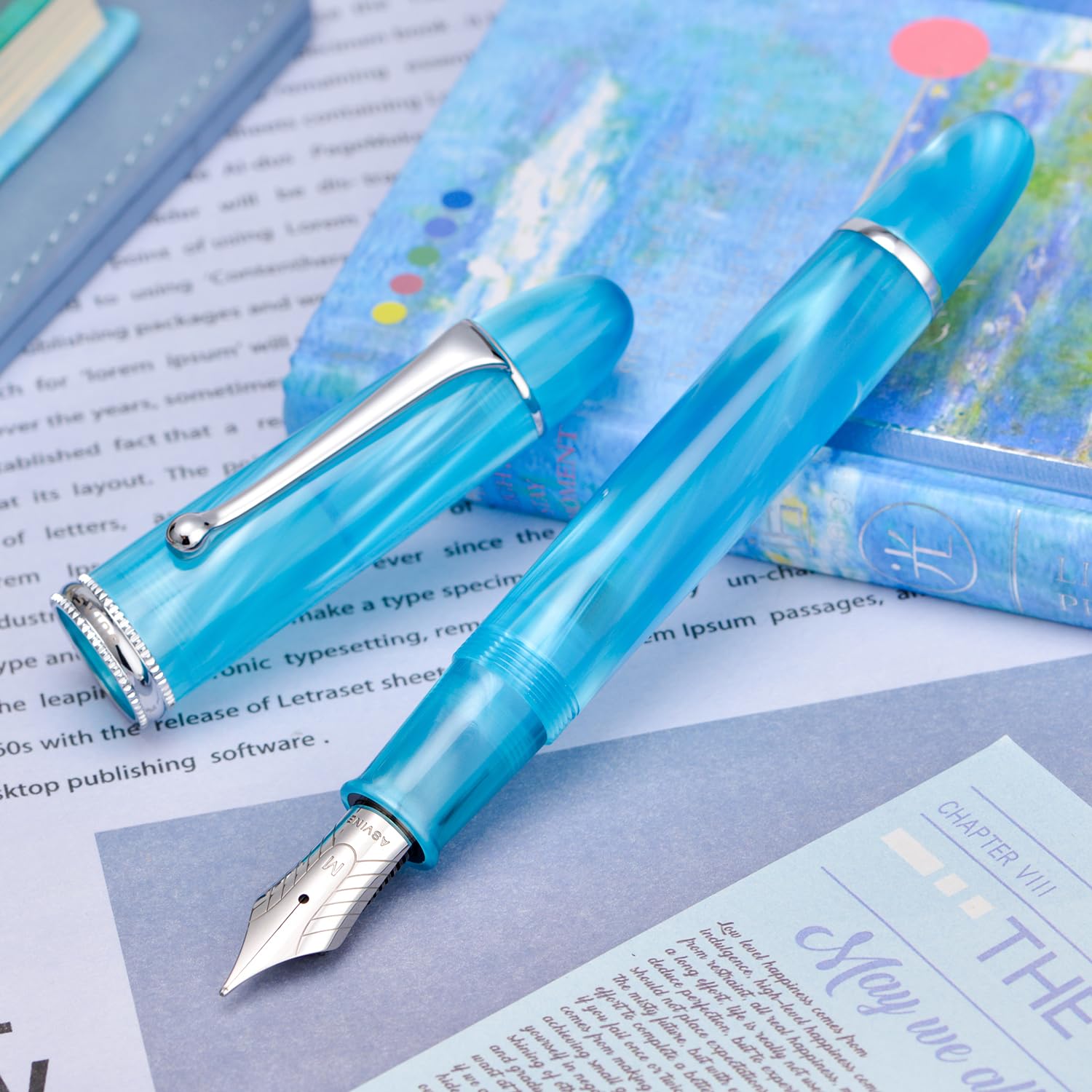 Asvine V800 Fountain Pen – Vacuum Filling System with Large Ink Capacity – Smooth Number 8 Medium