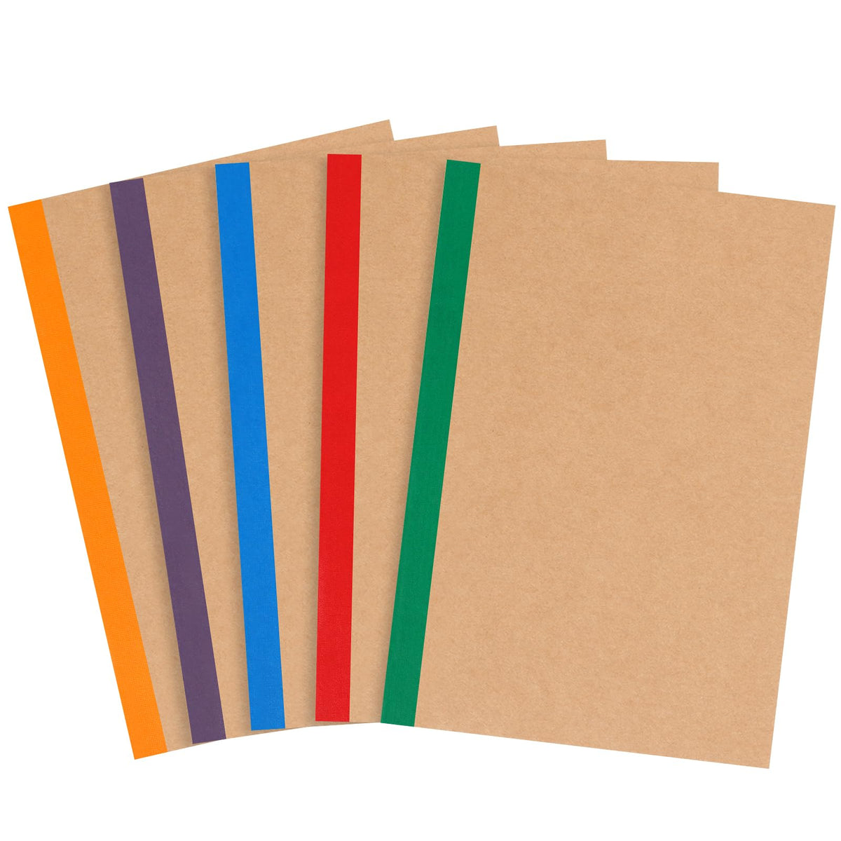 EOOUT 5 Pack A5 Composition Notebook, Kraft Lined Journal Bulk with Rainbow Spine, 5 Colors, 60
