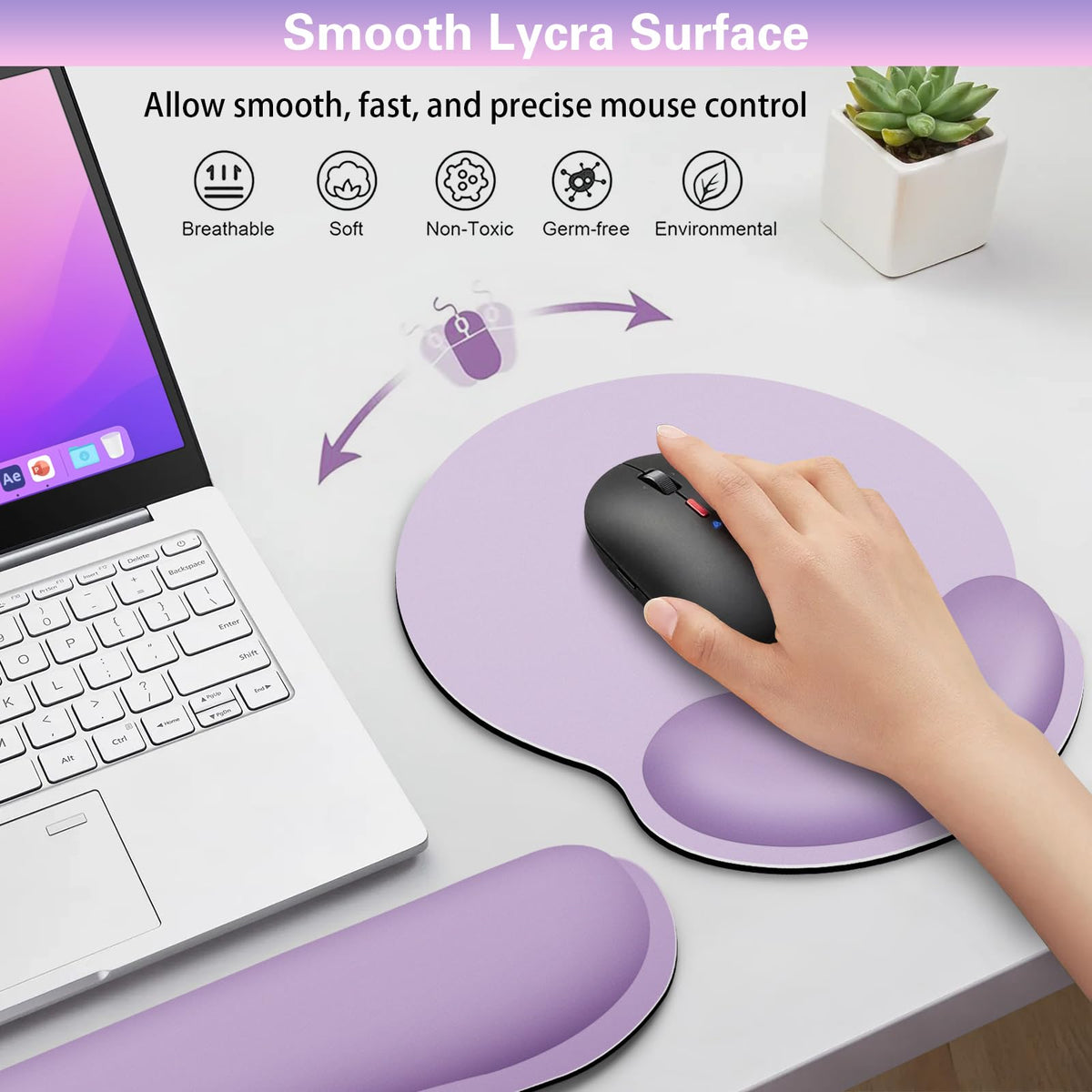 Mouse Pad with Wrist Rest Set, 3-in-1 Wrist Support Mousepad
