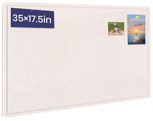 Bulletin Board 35" x 17.5" Felt Cork Board - Decor Pin Board, Oatmeal