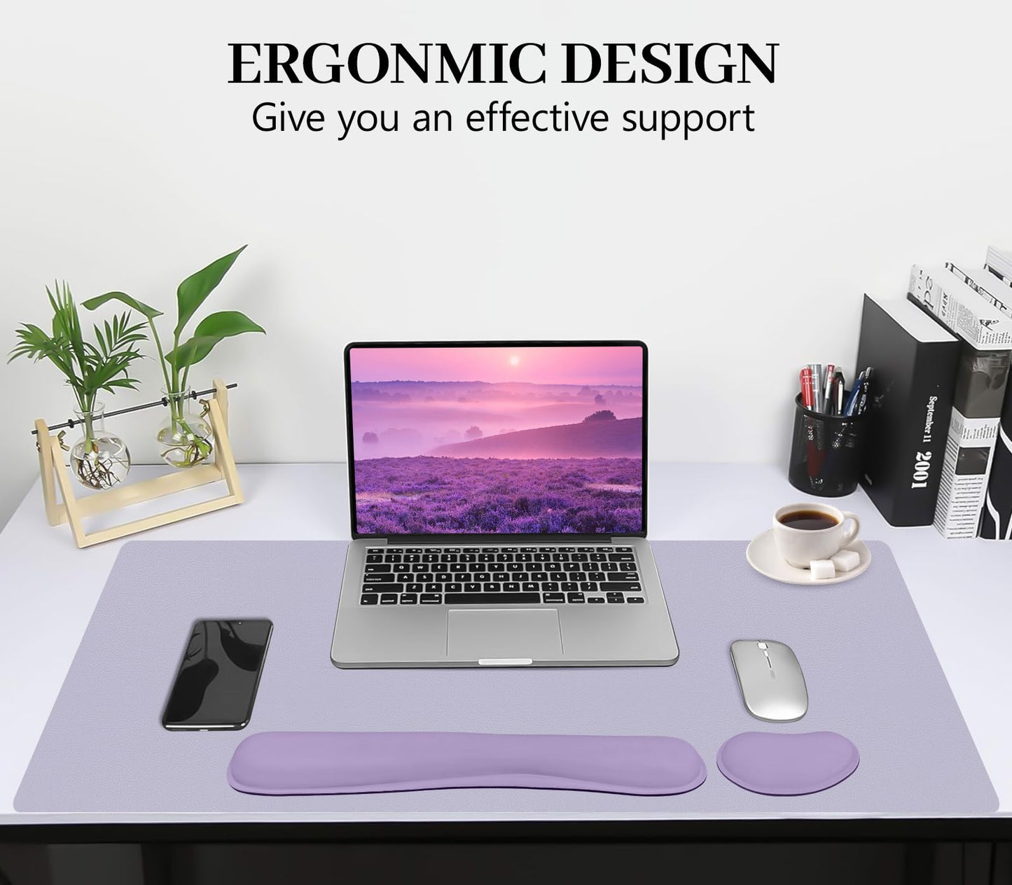 Meetcolor Keyboard and Mouse Pad, 3-in-1 Desk Mat Set Keyboard Wrist Rest