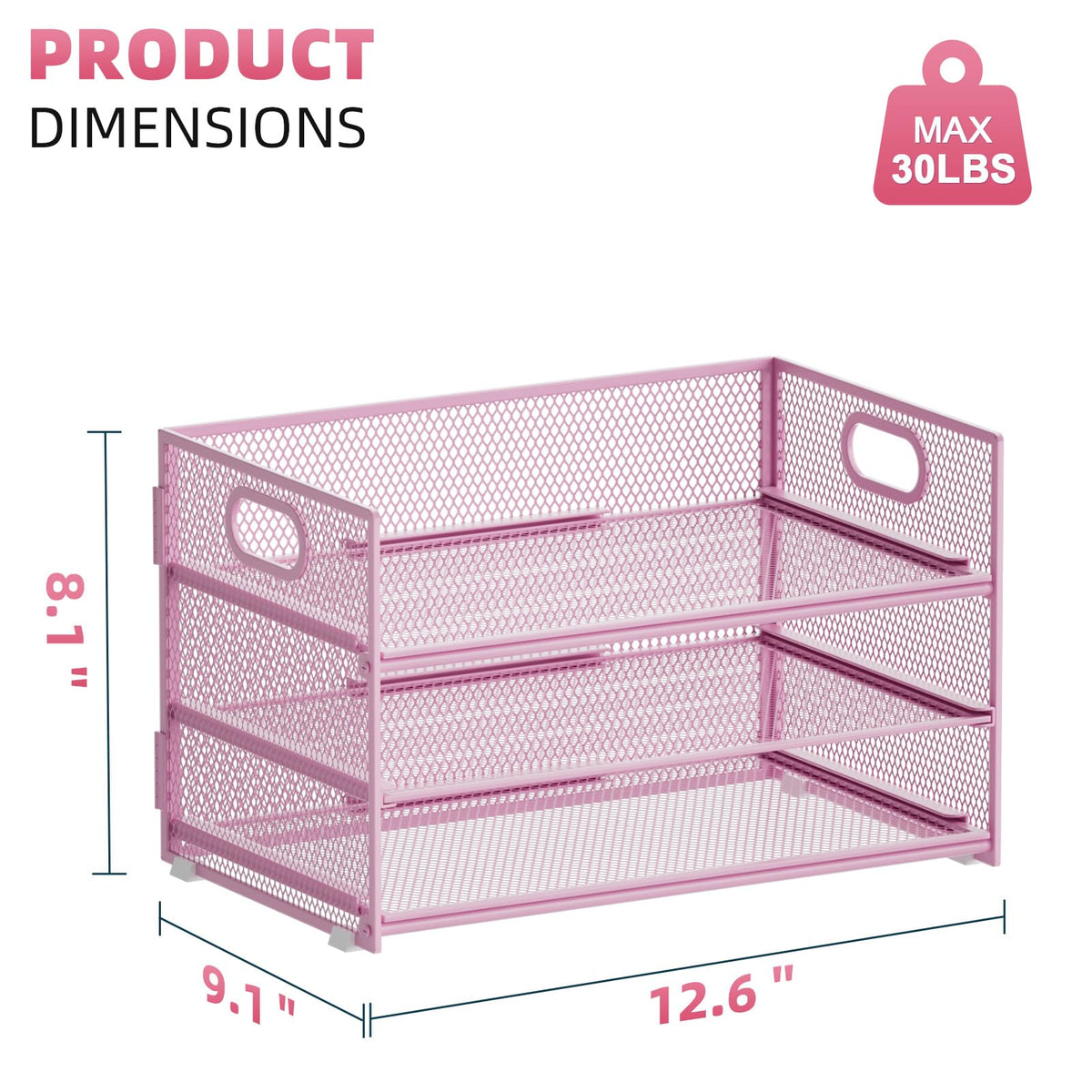 Marbrasse 3 Tier Paper Organizer Letter Tray, Mesh File Organizer with Handle, Paper Sorter Desk
