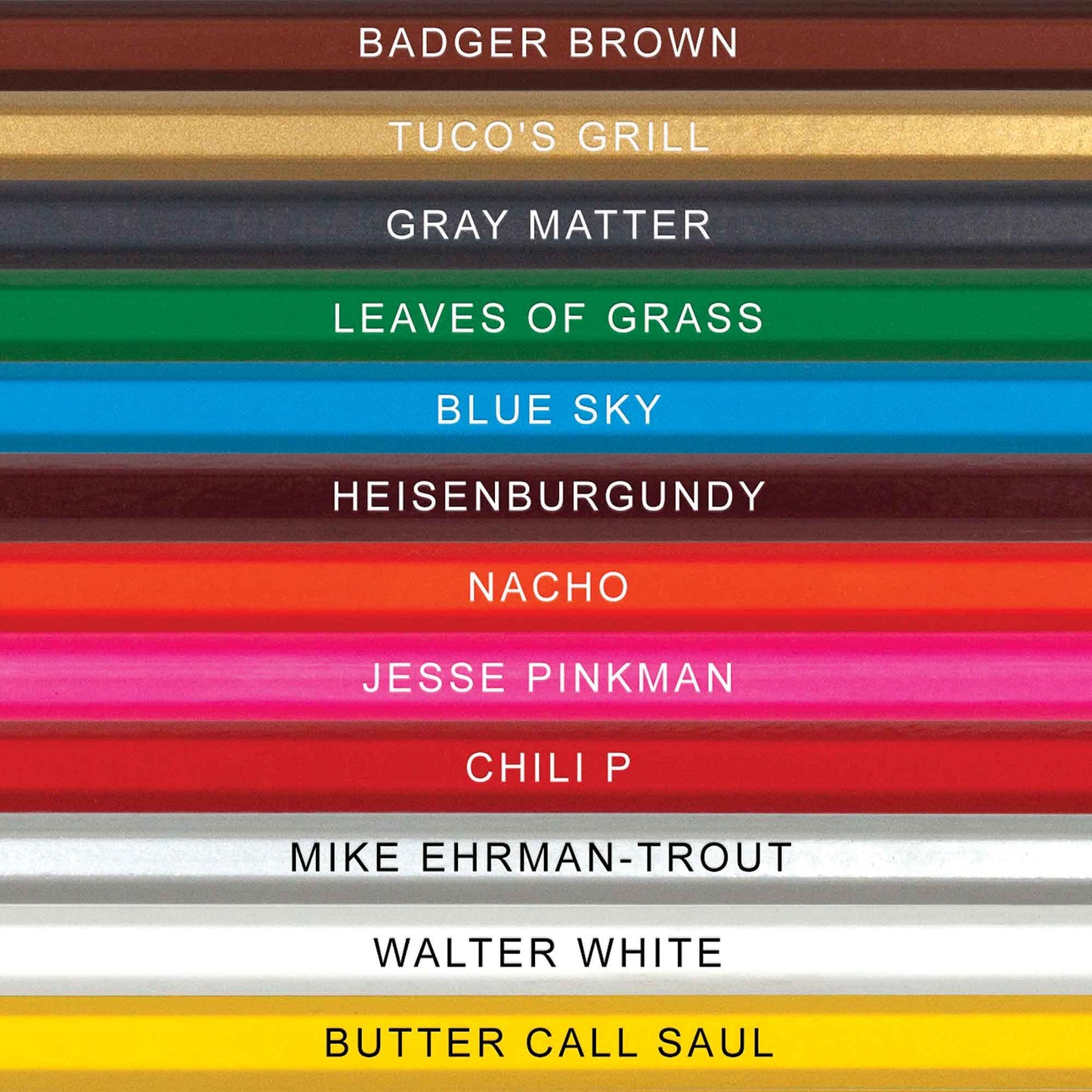 Pun Labs Breaking Bad Colors Colored Pencils - 12 Breaking Bad-Inspired Parody Pencil Set with