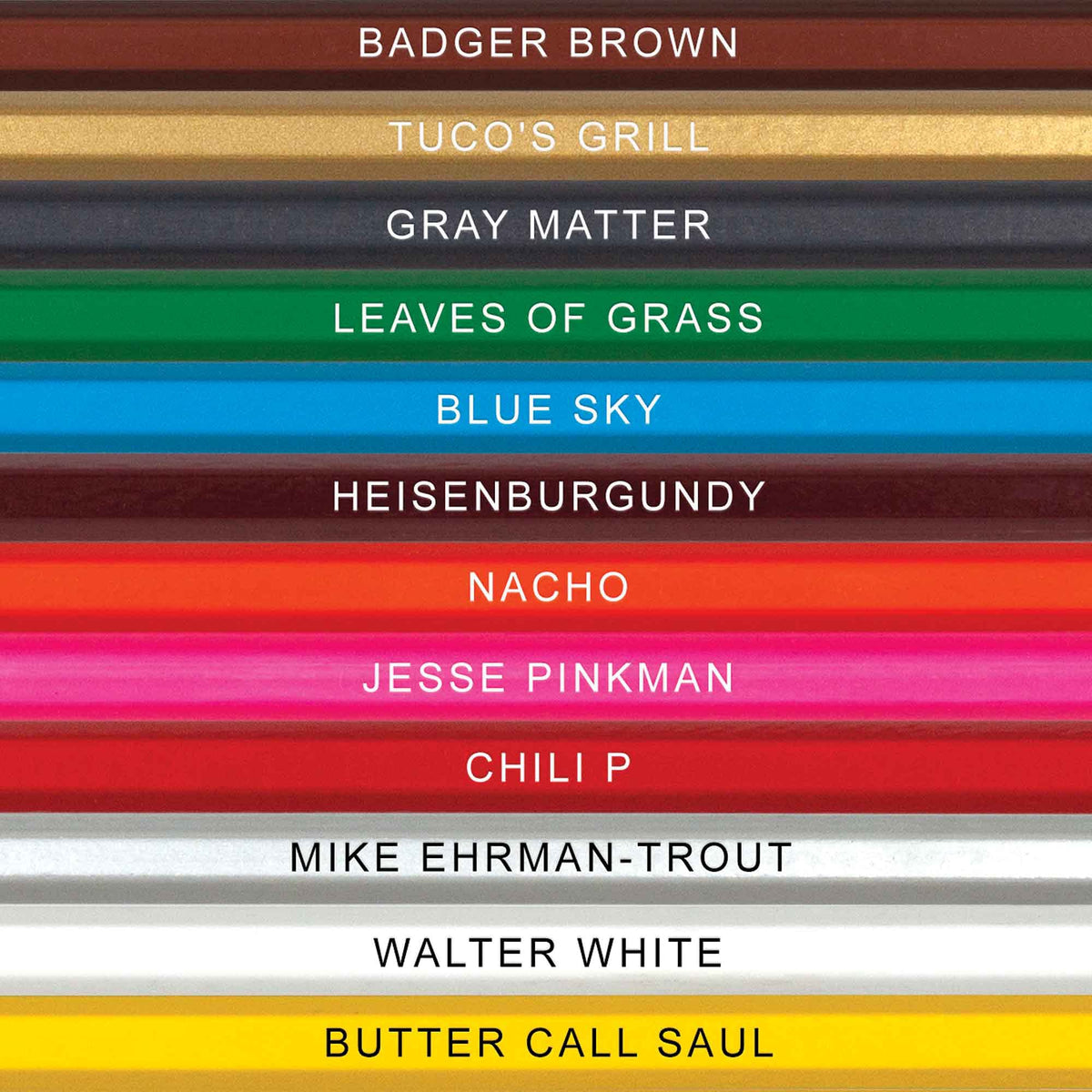 Pun Labs Breaking Bad Colors Colored Pencils - 12 Breaking Bad-Inspired Parody Pencil Set with