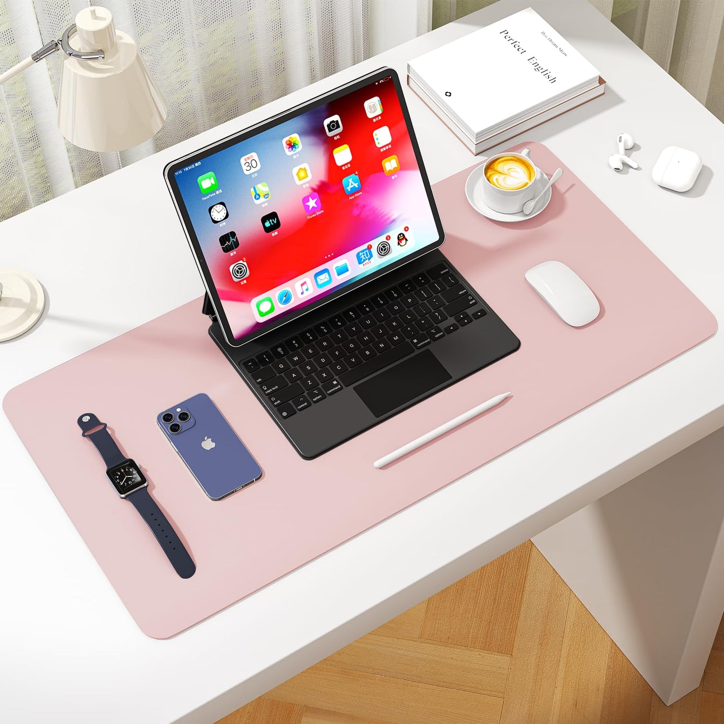 Leather Desk Pad Protector, Waterproof Mouse Pad, PU Desk Mat, Office Desk Cover, Desk Writing Mat