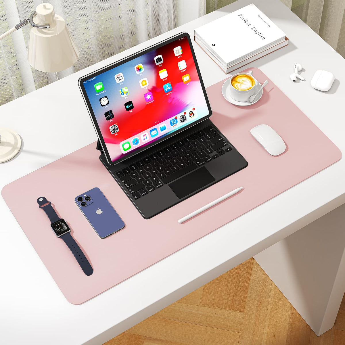 Leather Desk Pad Protector, Waterproof Mouse Pad, PU Desk Mat, Office Desk Cover, Desk Writing Mat