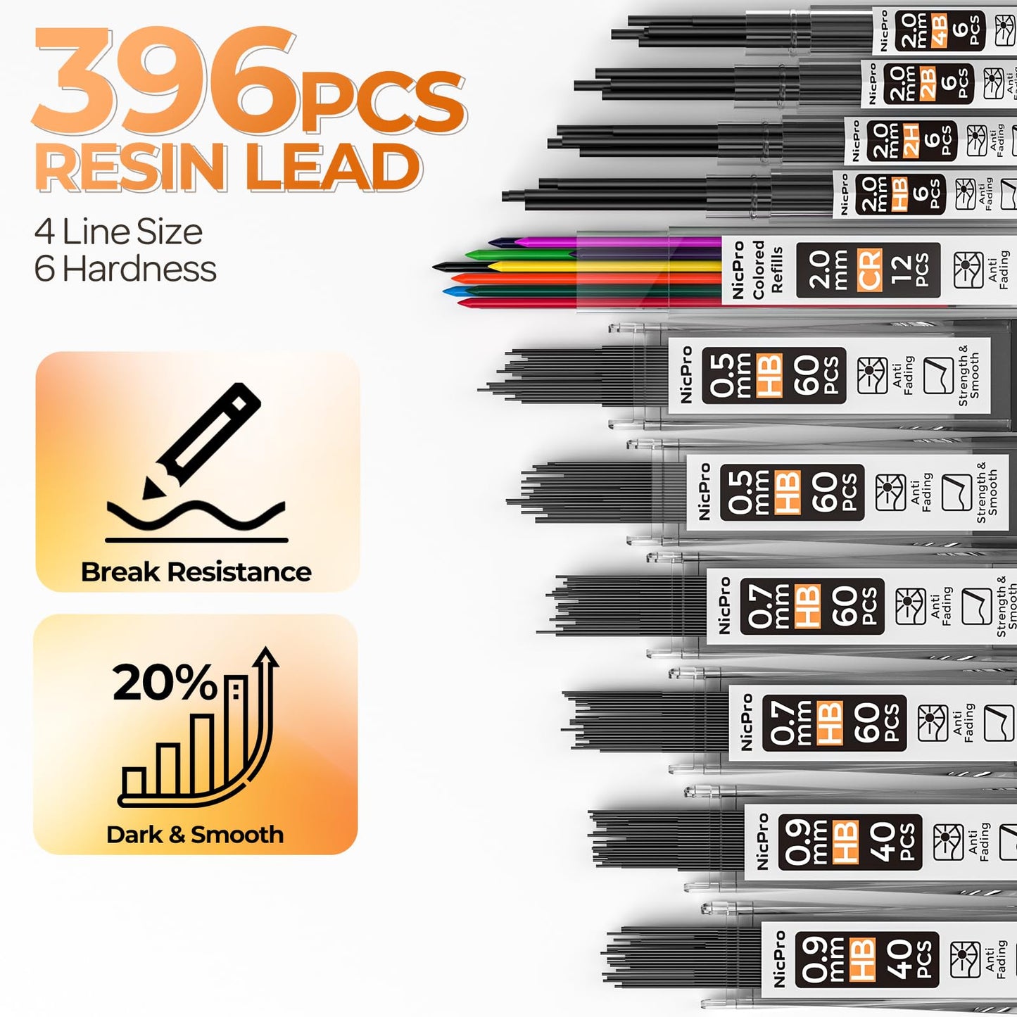Nicpro 22PCS Metal Mechanical Pencil Set in Case for Drawing Writing