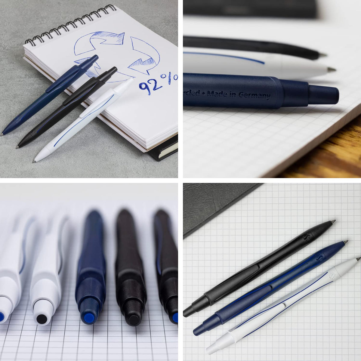 Schneider Reco 131886 Recycled Plastic Ballpoint Pen Awarded with The Blue Angel - Assorted Ink