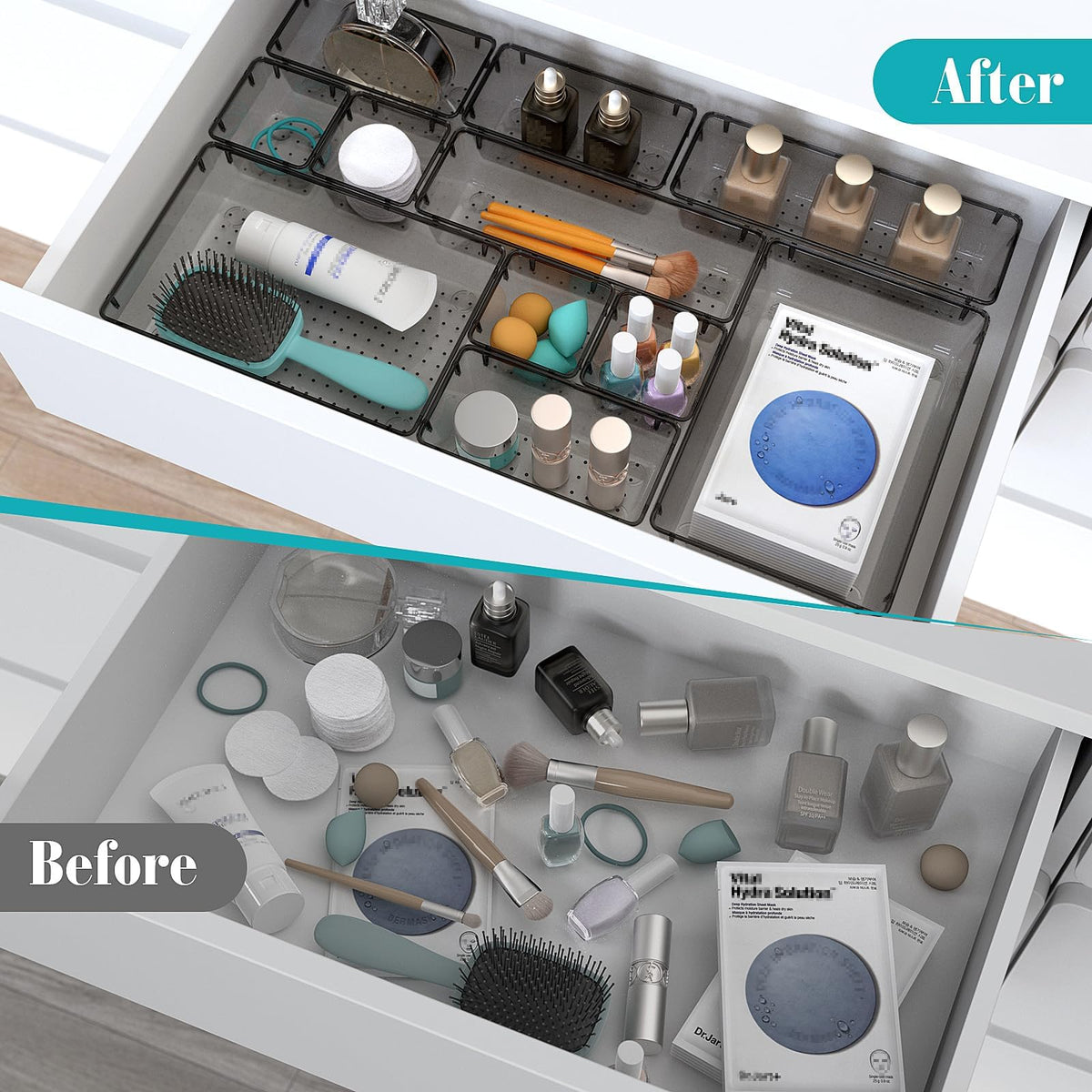 23 PCS Plastic Drawer Organizers Set, 4 Size Desk Drawer Organizer Trays