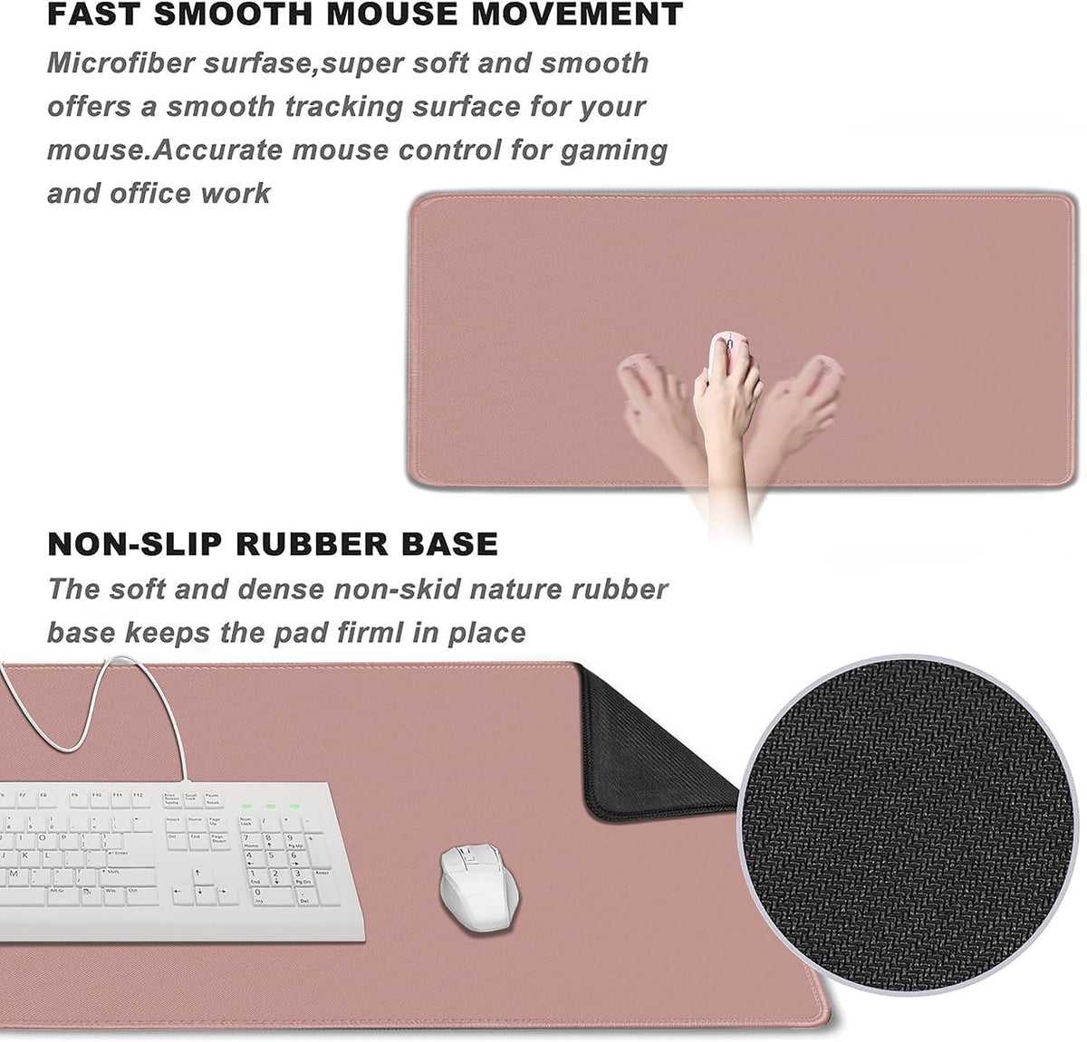 Large Mouse Pad, XXL Extended Computer Keyboard Mouse Mat with Stitched Edges, 31.5" x 15.7"