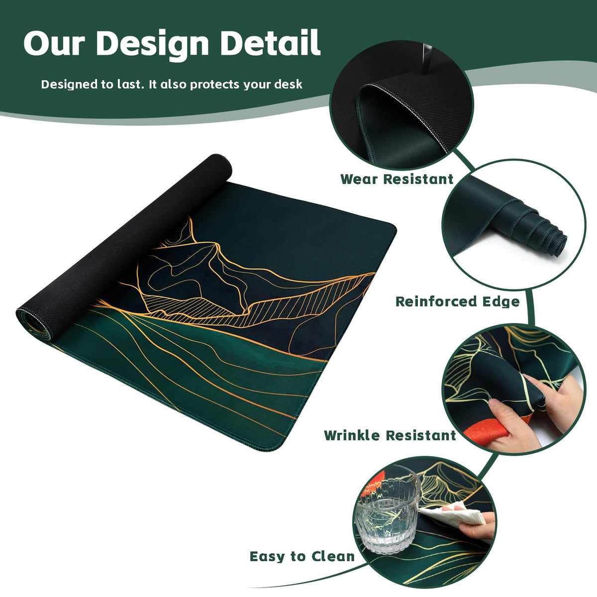 Baziabbo Desk Mat,XXL Extended Large Mouse Pad,Gaming Mousepad with Stitched Edge,Non-Slip Rubber