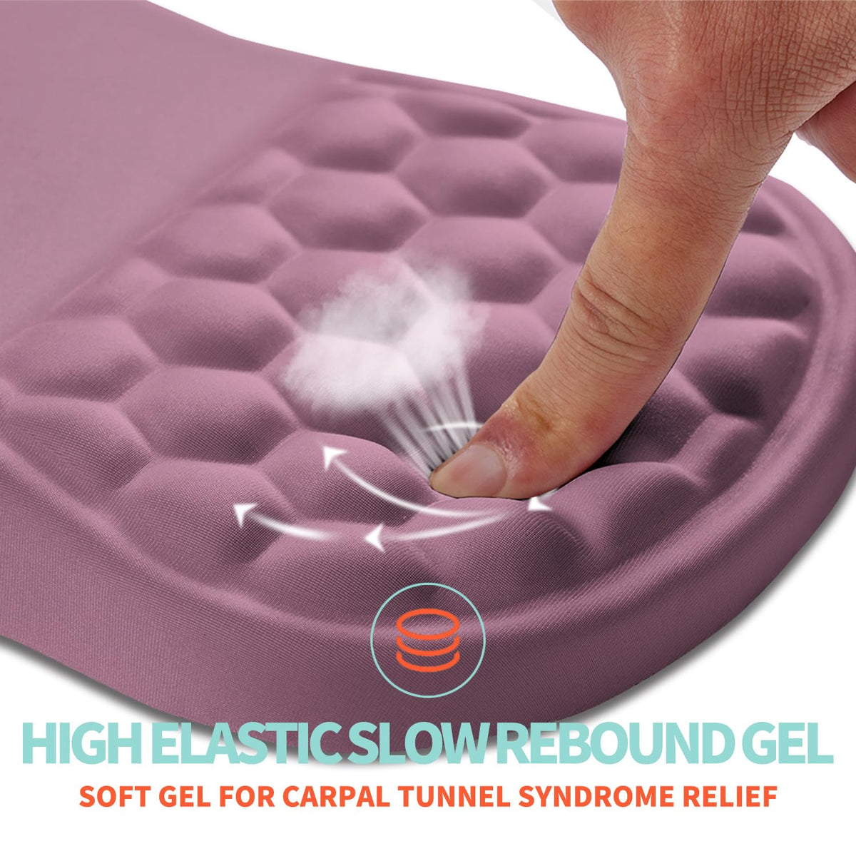 Kuosgm Ergonomic Mouse Pad Wrist Support with Memory Foam Massage Bulge, Carpal Tunnel Pain Relief
