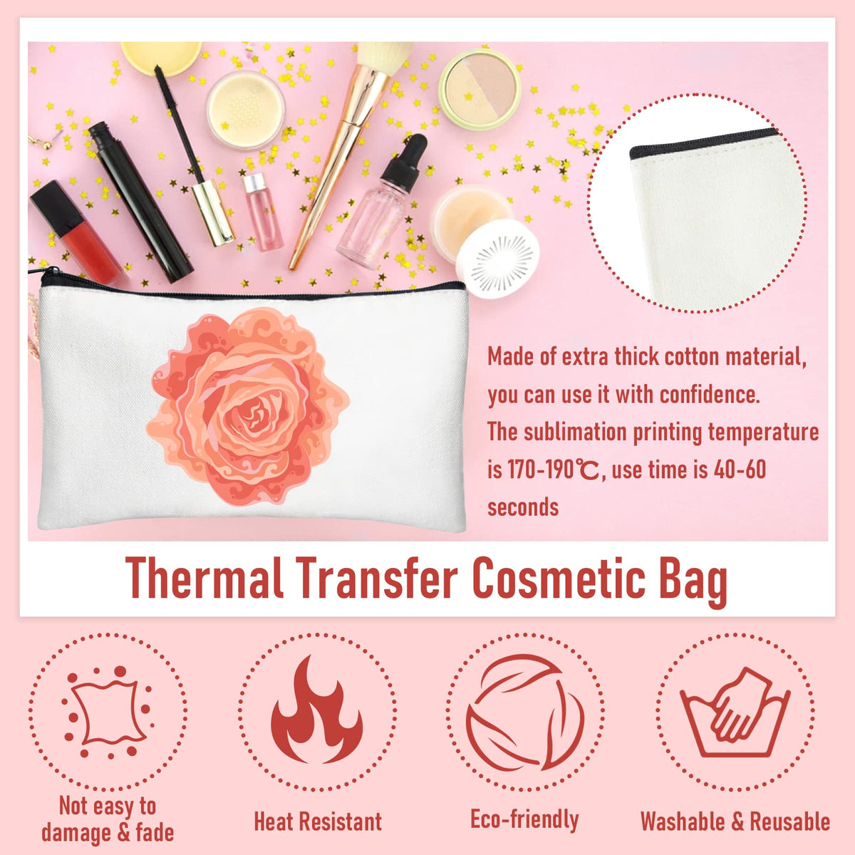 Legigo 24 Pack Blank Canvas Bag Zipper Pouch Makeup Bags Bulk- Multi-Purpose White Canvas Pencil