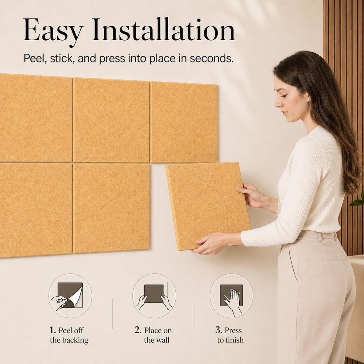 Baysola Felt Bulletin Board Tiles, Cork Board Alternative, 48 x 36 in