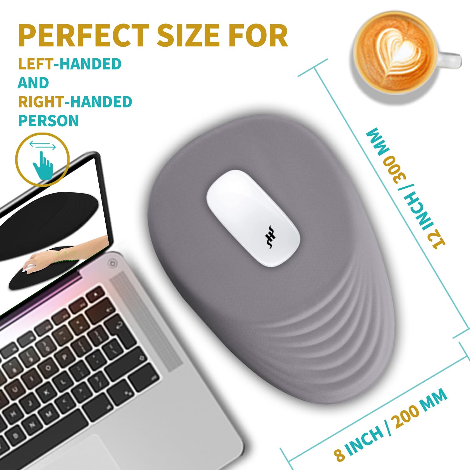 Hokafenle Ergonomic Mouse Pad Wrist Support with Stepped-Wedge Design, Wrist Rest Pain Relief