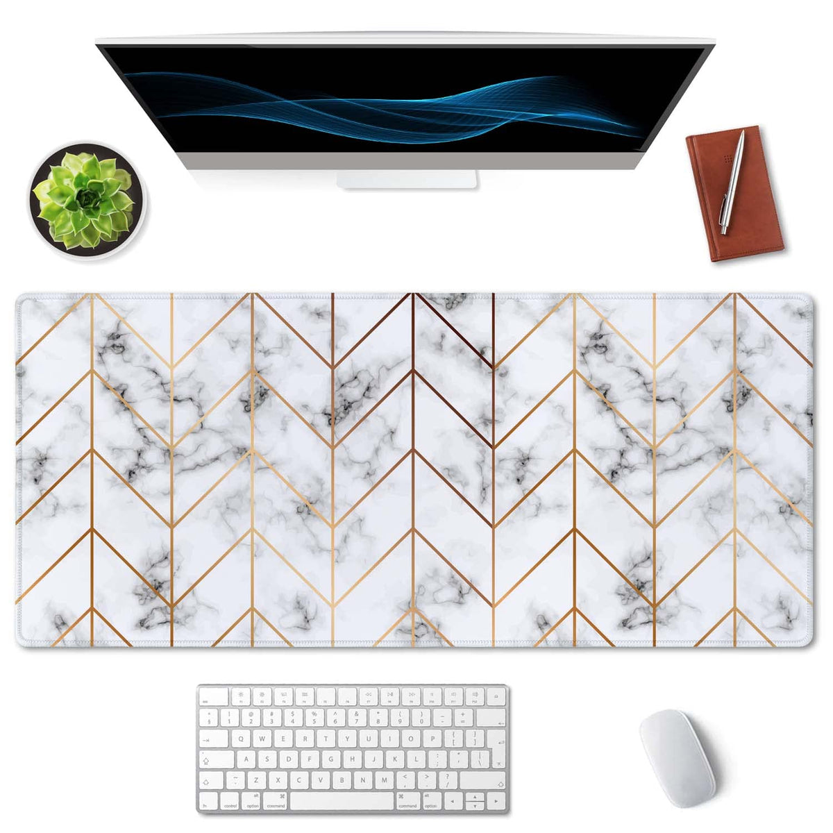 SSOIU Desk Mat,Large Mouse Pad 35.5" x 15.7" XXL Extended Gaming Mouse Pad Mat with Non-Slip Base